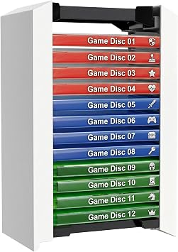 Game Holder for PS3 for PS4 for PS5 Game Tower for Xbox, Up to 12 Discs | ABS Material, Easy to Assemble, Stable Structure