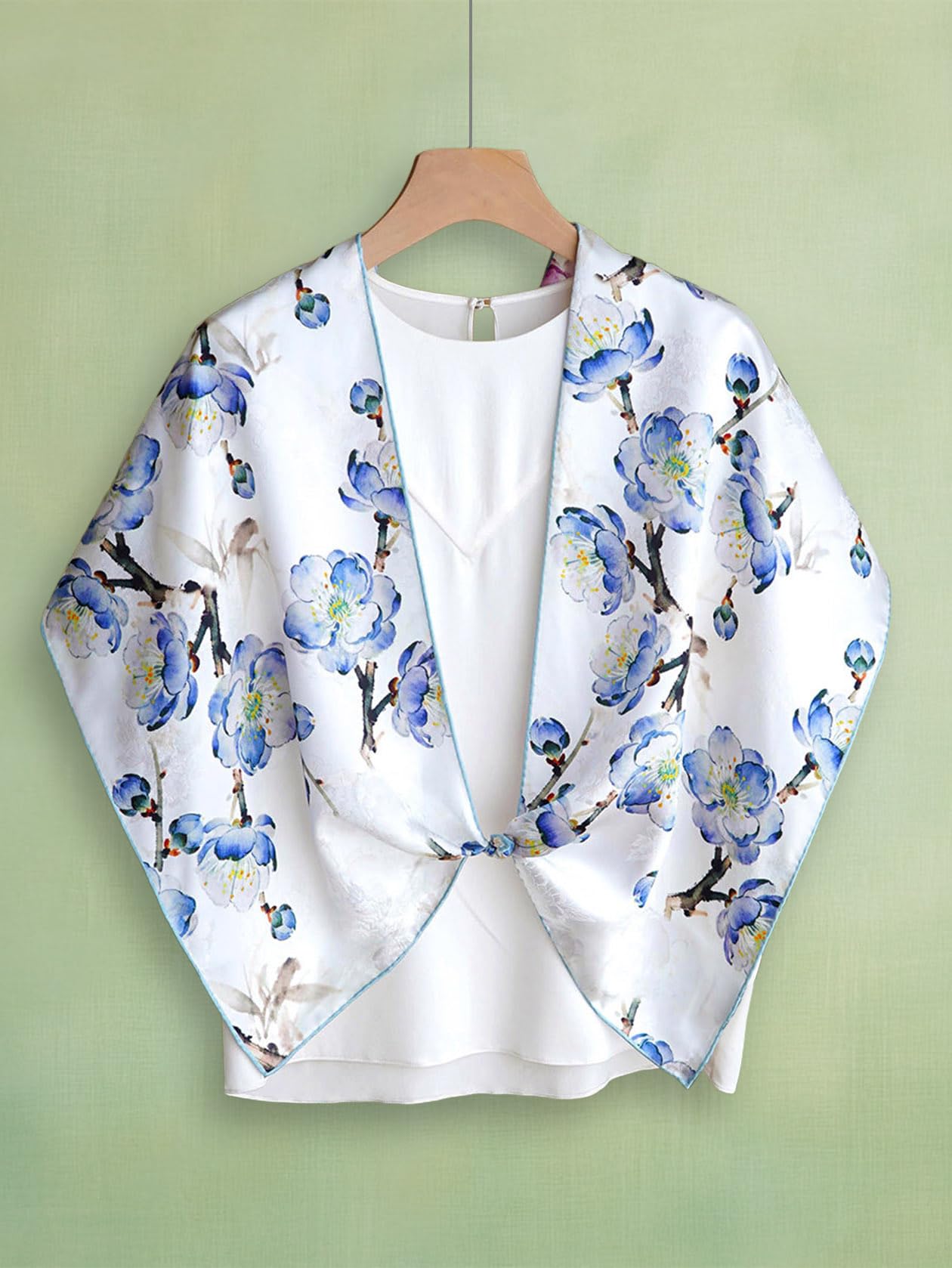 HangErFeng Sciarpa di seta Peonia Jacquard Fiore Stampa Reversibile Wrap 1667
