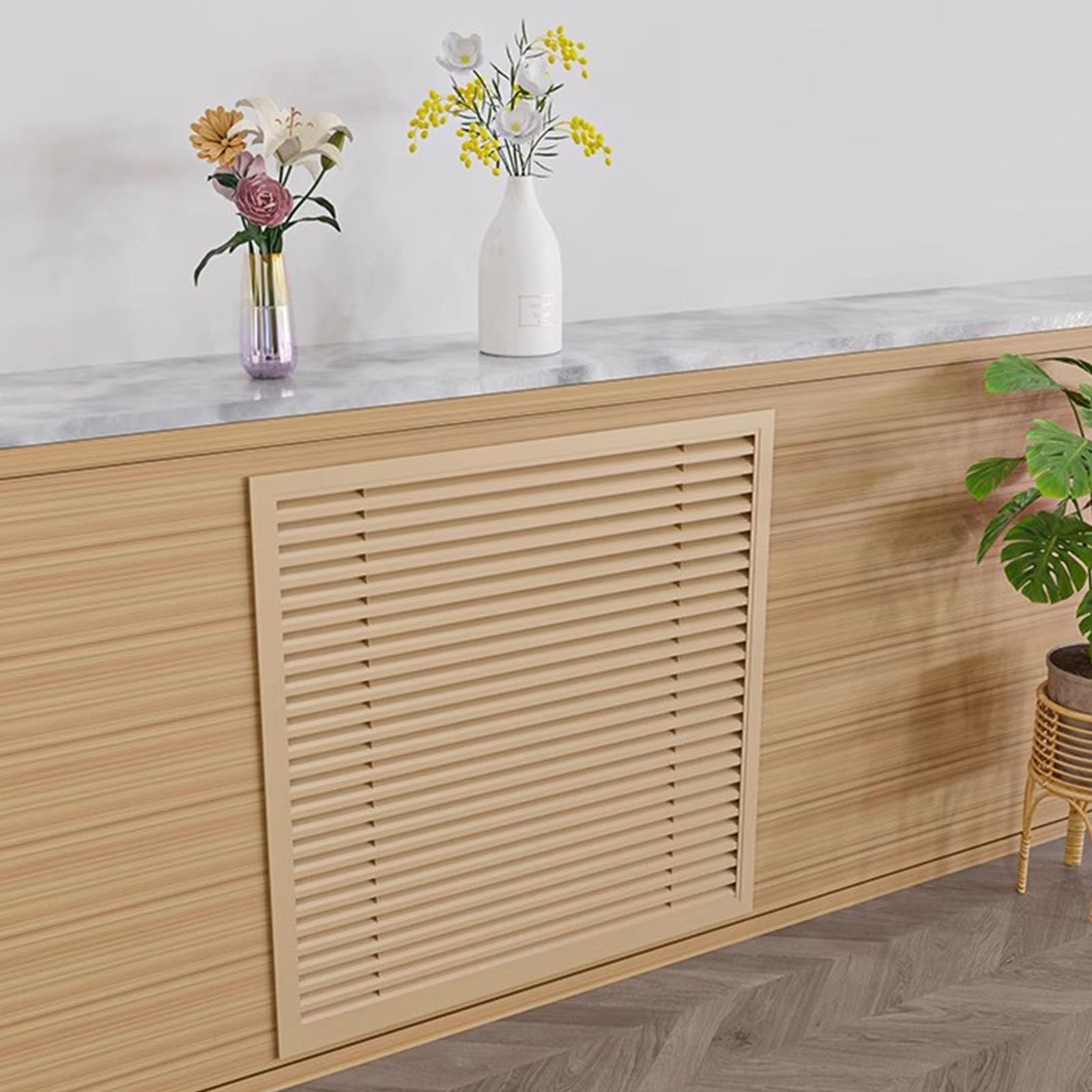 Aluminiowa kratka wentylacyjna premium – nowoczesna osłona wentylacyjna 20 x 20 AC do ogrzewania i chłodzenia, idealna do dekoracji salonu, łazienki, kuchni i szafki