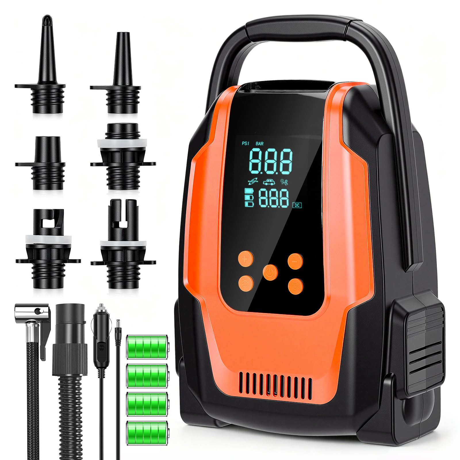 Electric SUP Pump, 20PSI High Pressure Paddle Board Pump with 6 Nozzles, Dual Stage Inflation & Deflation, 3 Smart Modes & Auto-Off, for Paddleboard, Kayaks, Inflatable Tents, Mattress, Kite, Boat