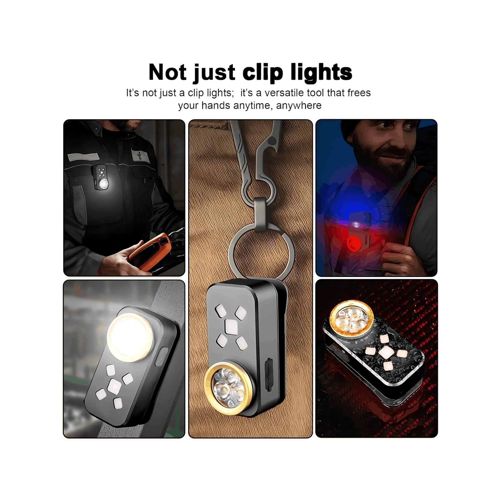 Linterna EDC Recargable, Mini Linternas LED, 500 Lúmenes, Luz Portátil Con Clip, De Bolsillo, Magnética Pequeña For Señalización, Camping, Emergencia (naranja) Luces SúPer Brillantes(Black)