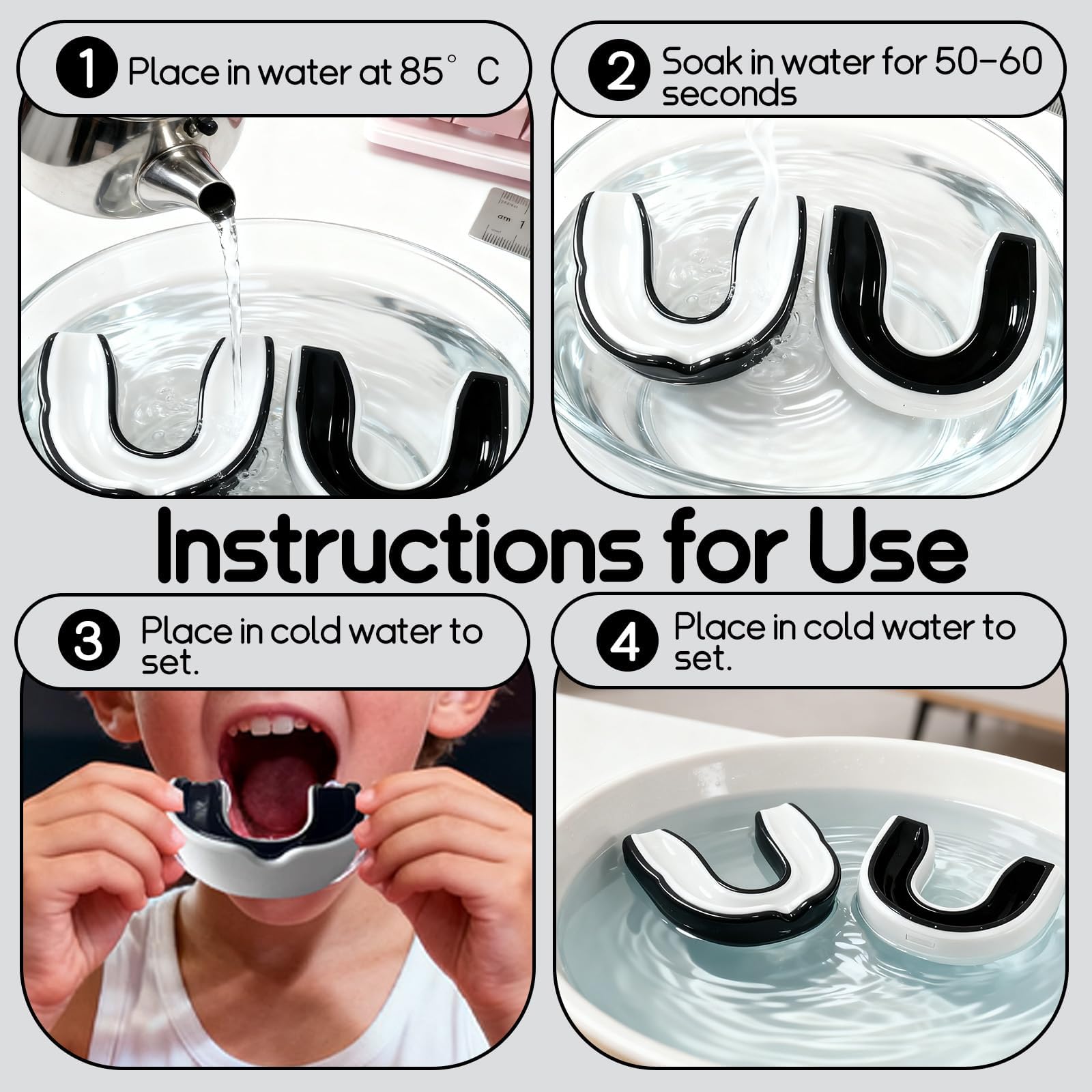 Protège-dents enfants 5-8 ans – 2 pièces, protège-dents de sport idéal pour rugby, boxe, MMA, hockey et football – Confort, protection et ajustement optimal, ﻿Idéal pour une variété de sports actifs