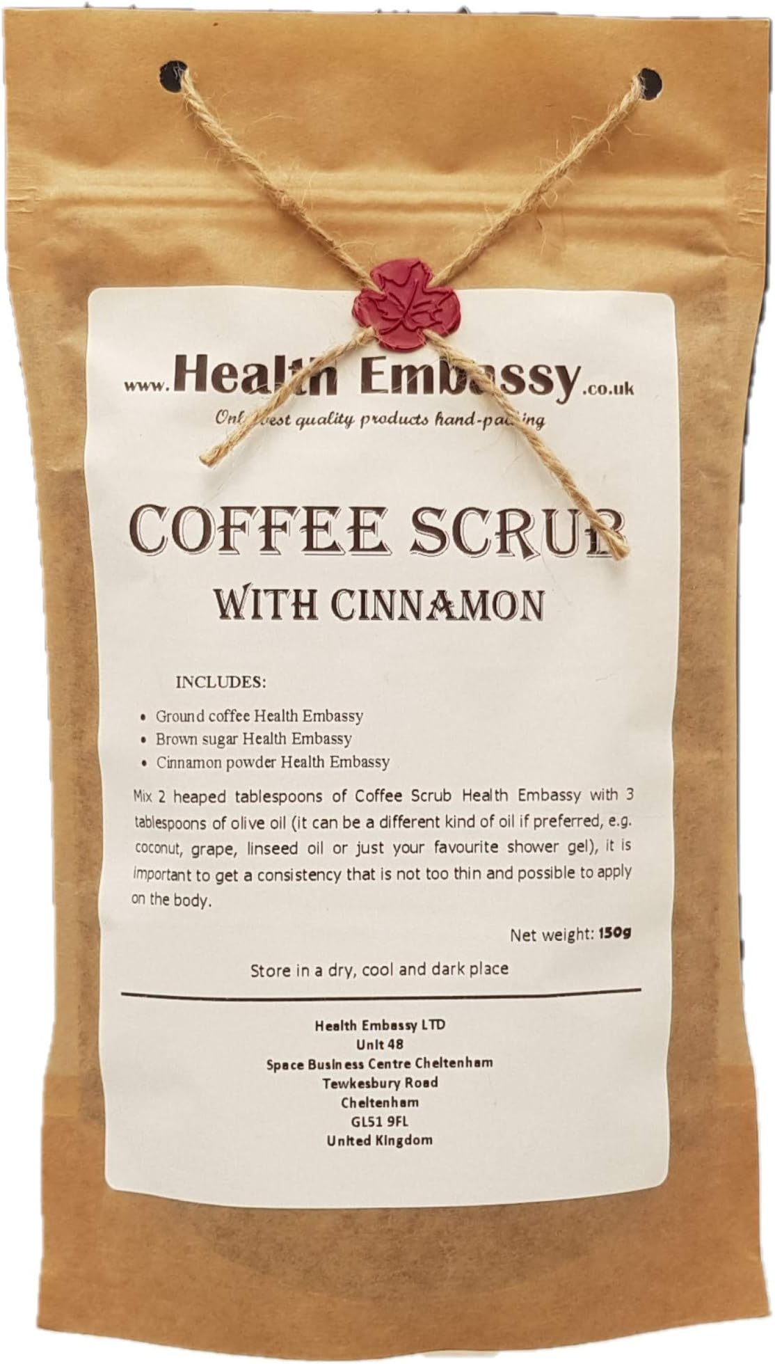 Coffee Scrub with Cinnamon - Health Embassy 100% Natural (150g)