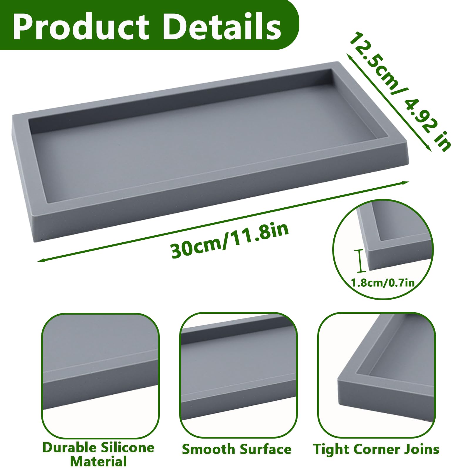 2 Vassoi Portaoggetti In Silicone | Per Bagno E Cucina | Nero | Facili Da Pulire - Foto 6