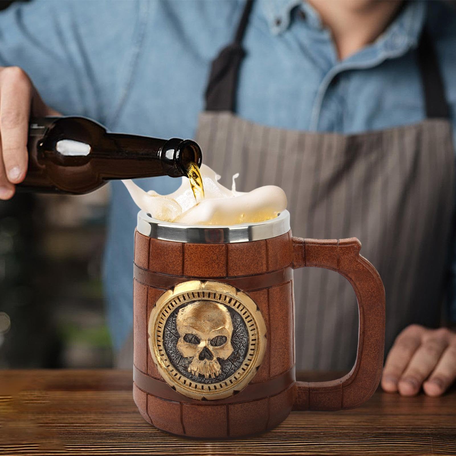 極美品スカルドクロビンテージドイツビアステイン置物マグカップ2