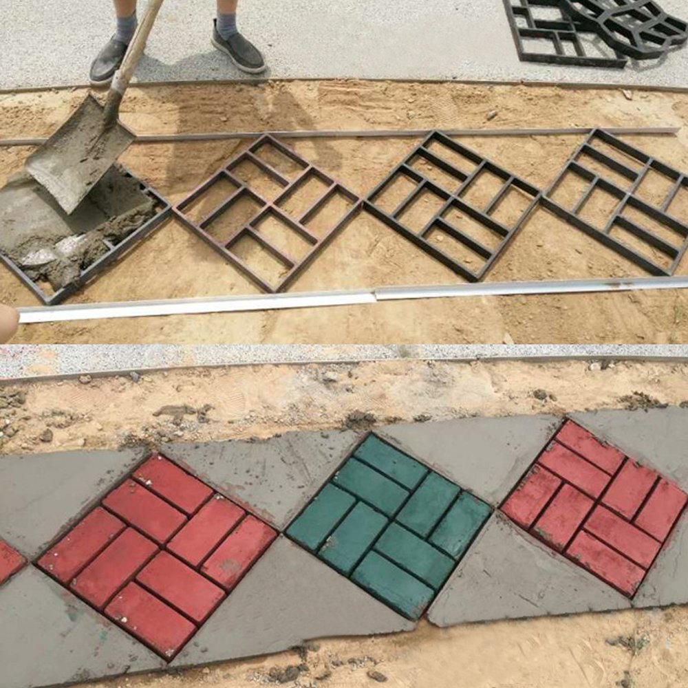Molde Hormigón 10 Compartimentos 60x50x5 cm, Reutilizable para Jardín Caminos Entradas DIY Negro