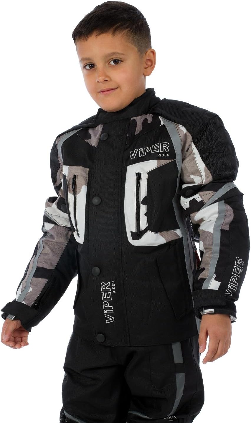 Kid's Draco Biker Motorcycle Textile Waterproof, Shock-Proof, Camouflage