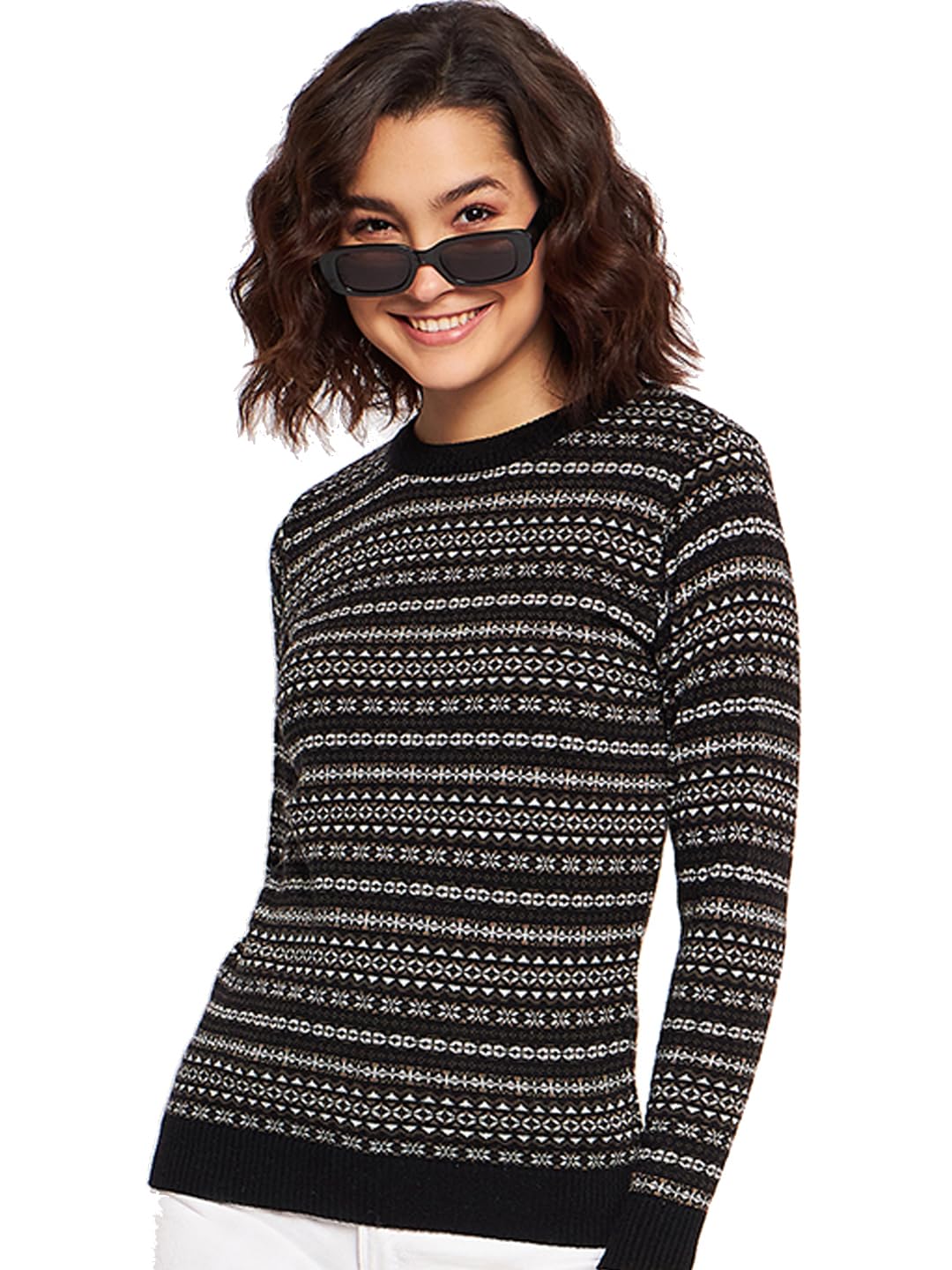 clapton Wool Blend Round Neck Full Sleeve Casual Solid Winter Wear Cardigans for Women-REXNV1440-D-BLACK_L-picture-7
