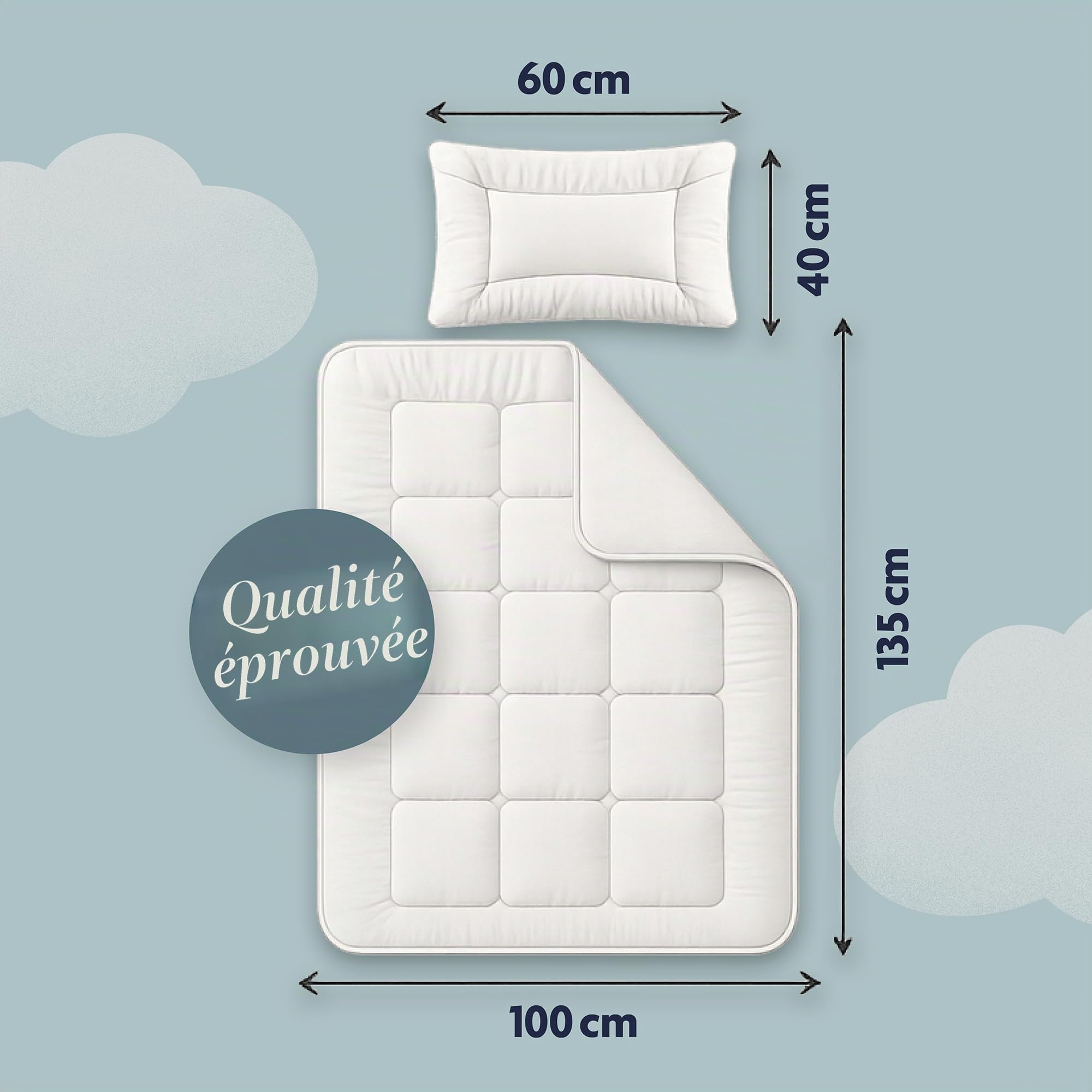 Julius Zöllner 4133130000 Couette surpiquée et coussin pour enfant 100 x 135 cm + 40 x 60 cm