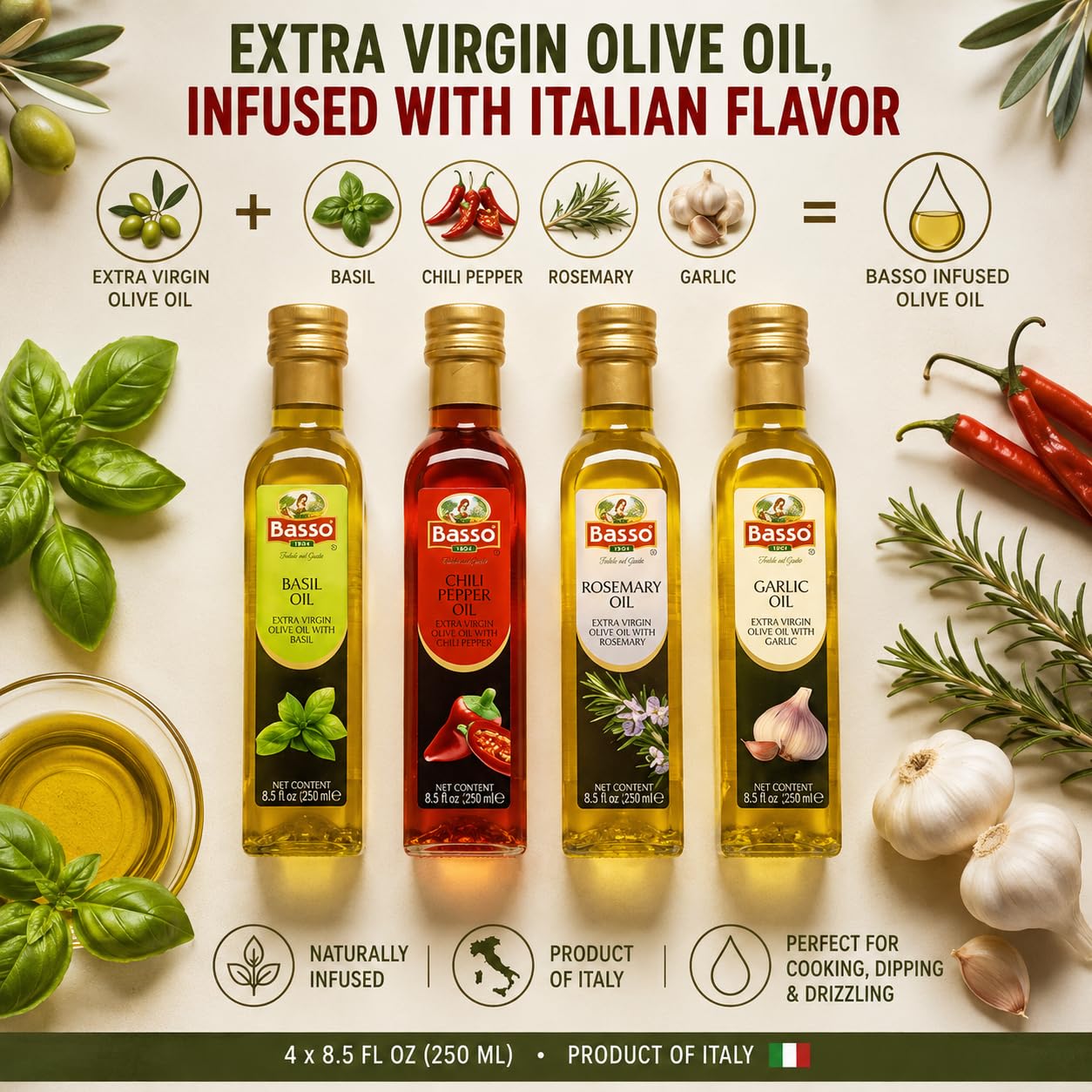 Amazon.com : BASSO 1904 Infused Extra Virgin Olive Oil Gift Box