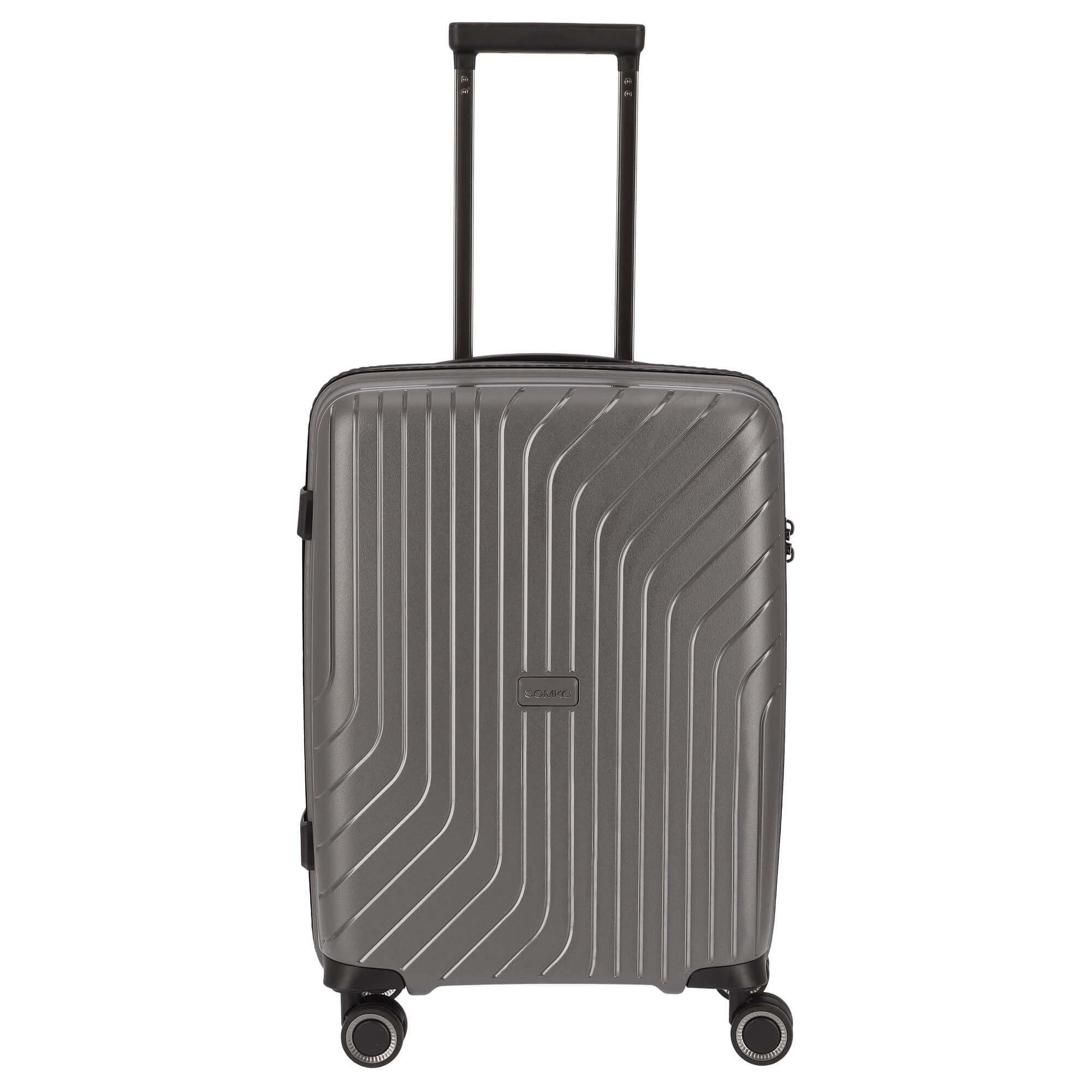Wave Valigia rigida Bagaglio a mano Trolley cabina 55cm Antracite, 4 ruote doppie, lucchetto TSA, espandibile, polipropilene leggero | 36L