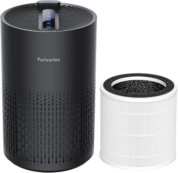 Purivortex PX500 Air Purifier with Fragrance Sponge Black + 3-in-1 HEPA Replacement Filter Bundle