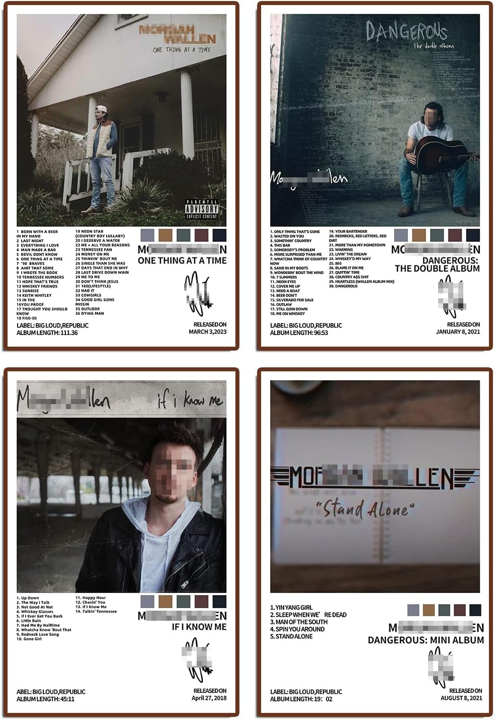 A set of 4 Rapper Posters Paper Poster Album Cover Posters