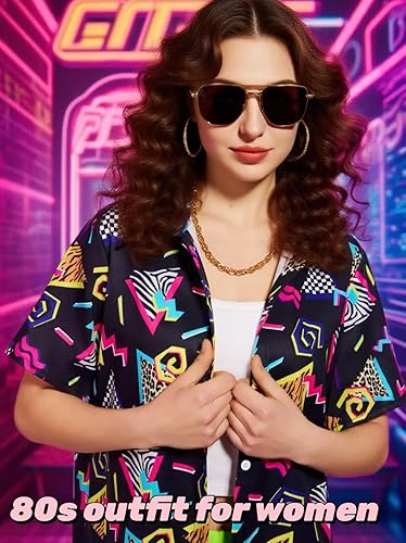 Miniatura 3 de Verceco Trajes de los años 80 y 90 para mujer, unisex, hip hop, accesorios de disfraz retro de los años 90, trajes de fiesta temática de los años