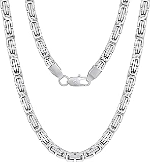 عقد رجالي بسُمك 4/6 ملم، سلسلة بتصميم بيزنطي من الفولاذ المقاوم للصدأ ومطلي بالذهب عيار 18، مناسب للرجال والنساء والأولاد والبنات بتصميم هيب هوب، الطول 45 إلى 65 سم من فيكس، ذهبي.