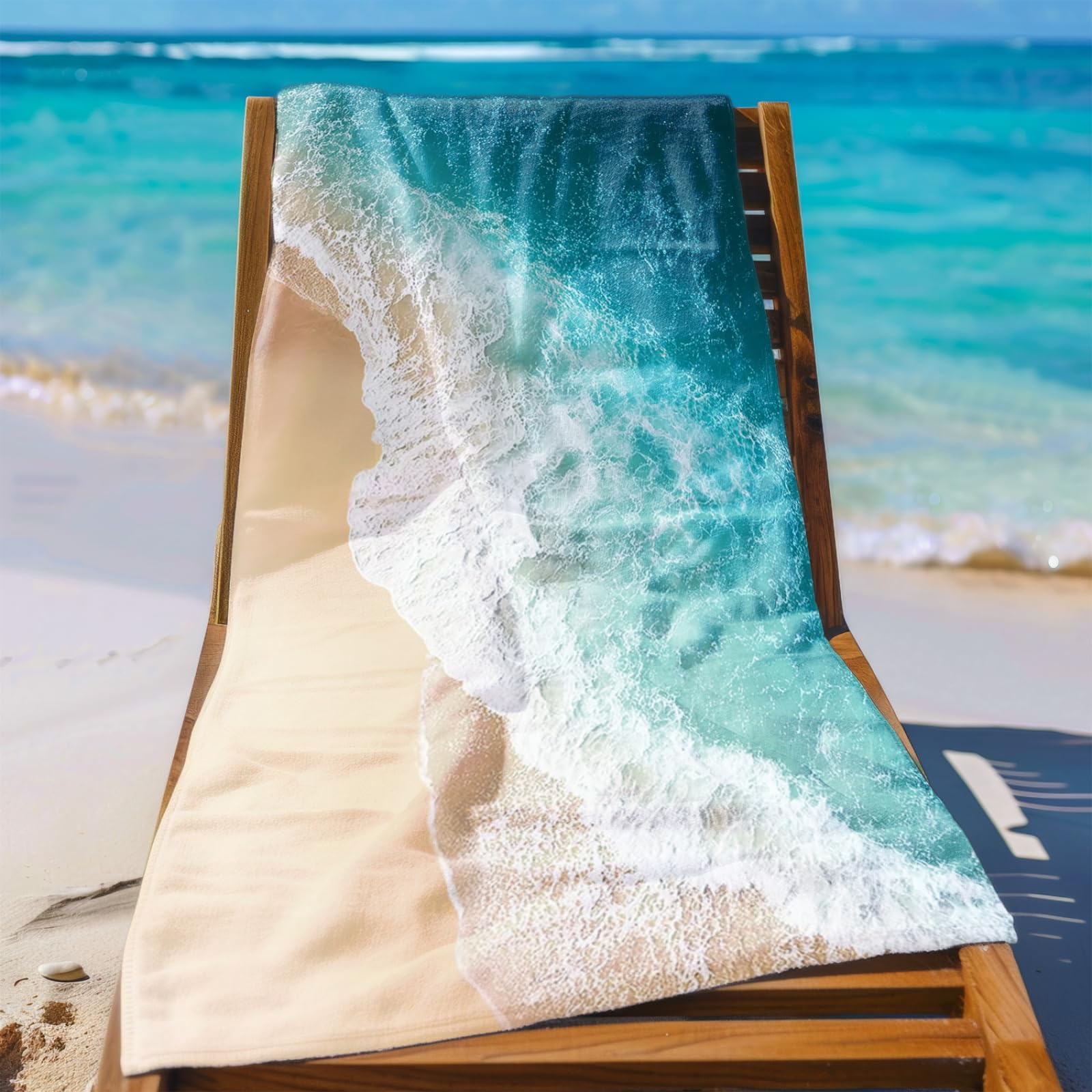 Generico Telo Mare Grande Xxl Mare Blu Antisabbia Leggero Assorbente e Compatto Sauna Viaggio Piscina Yoga Campeggio Donna Uomo