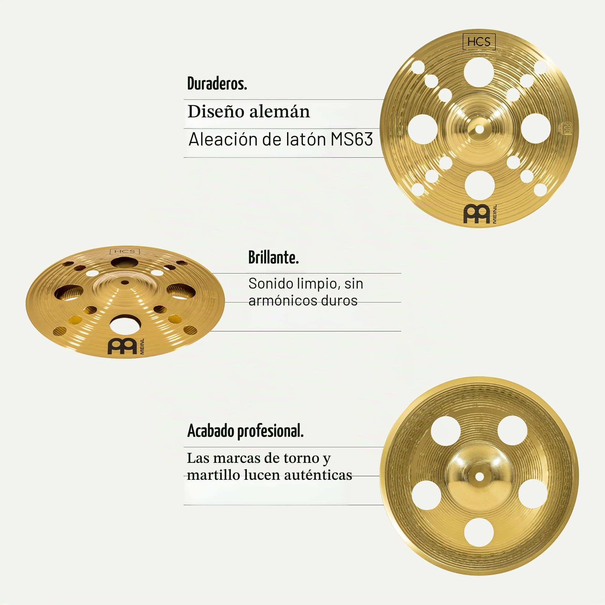Meinl Cymbals HCS Plato Trash Stack de 12 pulgadas (30,48cm) Platillos de Batería – Latón, Acabado Tradicional (HCS12TRS)