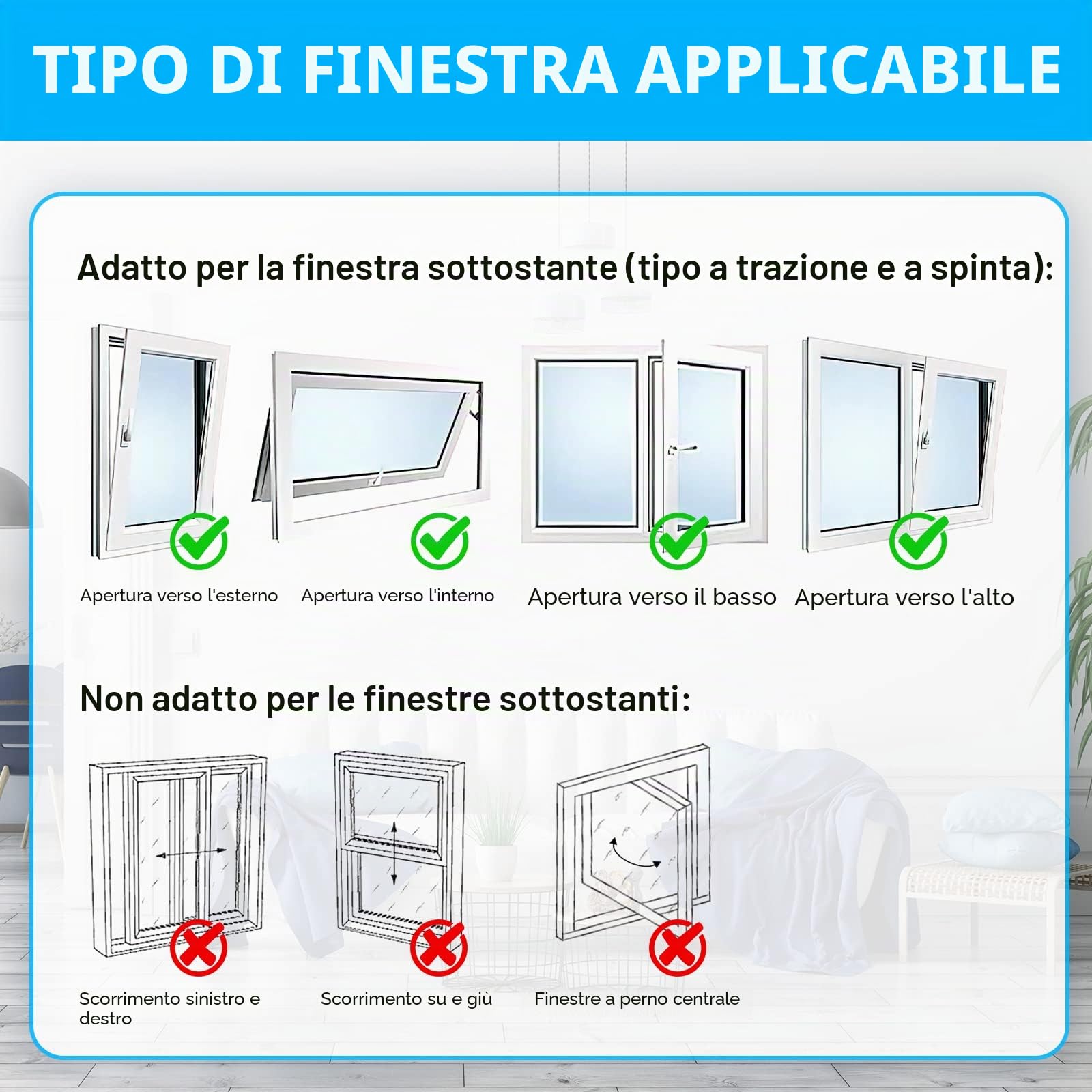 Guarnizione Finestra Condizionatore 400 cm per Condizionatori Mobili, Guarnizione Condizionatore Portatile, Kit Finestra Condizionatore Portatile per Climatizzatori, Asciugatrici