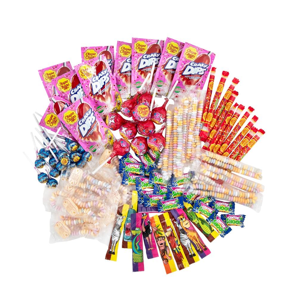 Chupa Chups Teenager Süßigkeiten Mix, 100-teilig mit Lollis, Kaugummis und Bonbons von Center Shock und Chupa Chups, geeignet für Geburtstag und Weihnachten, 1000g