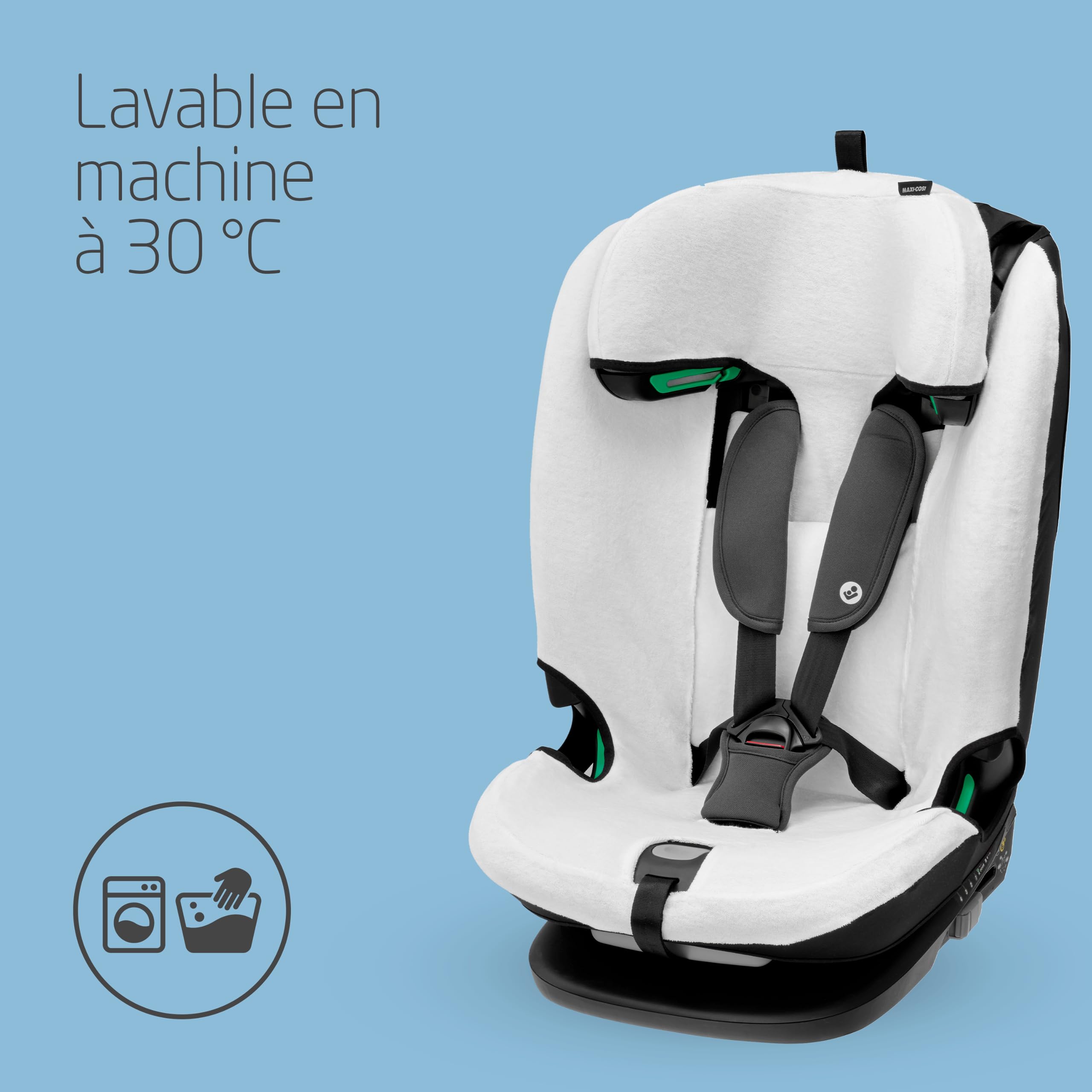 Maxi-Cosi housse d'été en coton biologique pour Titan Plus i-Size, Housse pour siège auto enfant, Matière respirante qui absorbe l'humidité, Lavable en machine, Coton durable, Blanc naturel