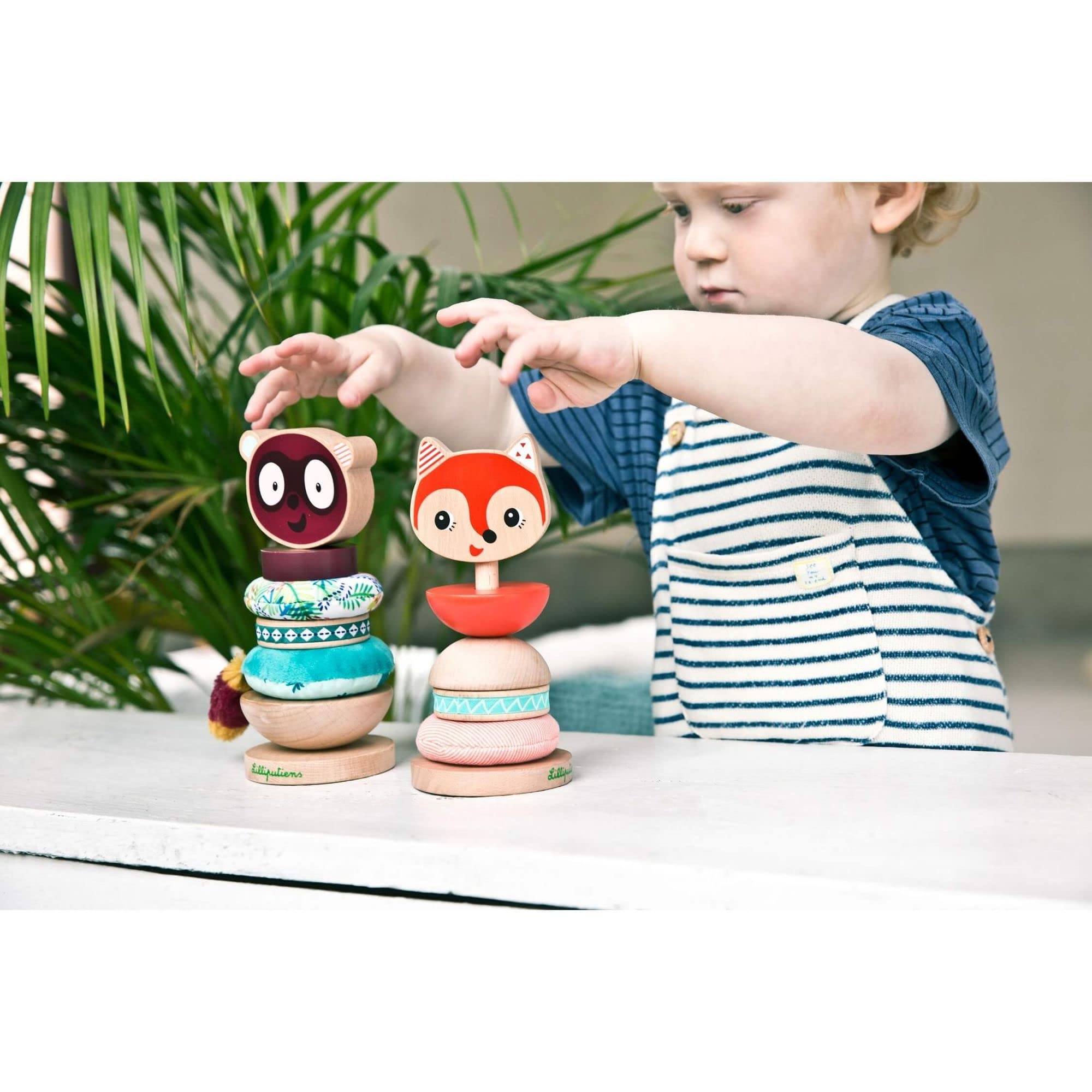 LILLIPUTIENS, Stacking Pyramid for Kids Alice the Fox, Educational toy in wood and fabric - Image 3