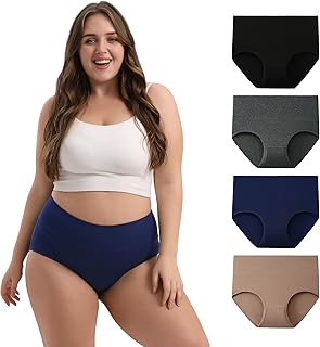 Bragas Tallas Grandes Mujer Cómodas Braguitas Algodón Culotte Altas Ropa Interior Pack de 4