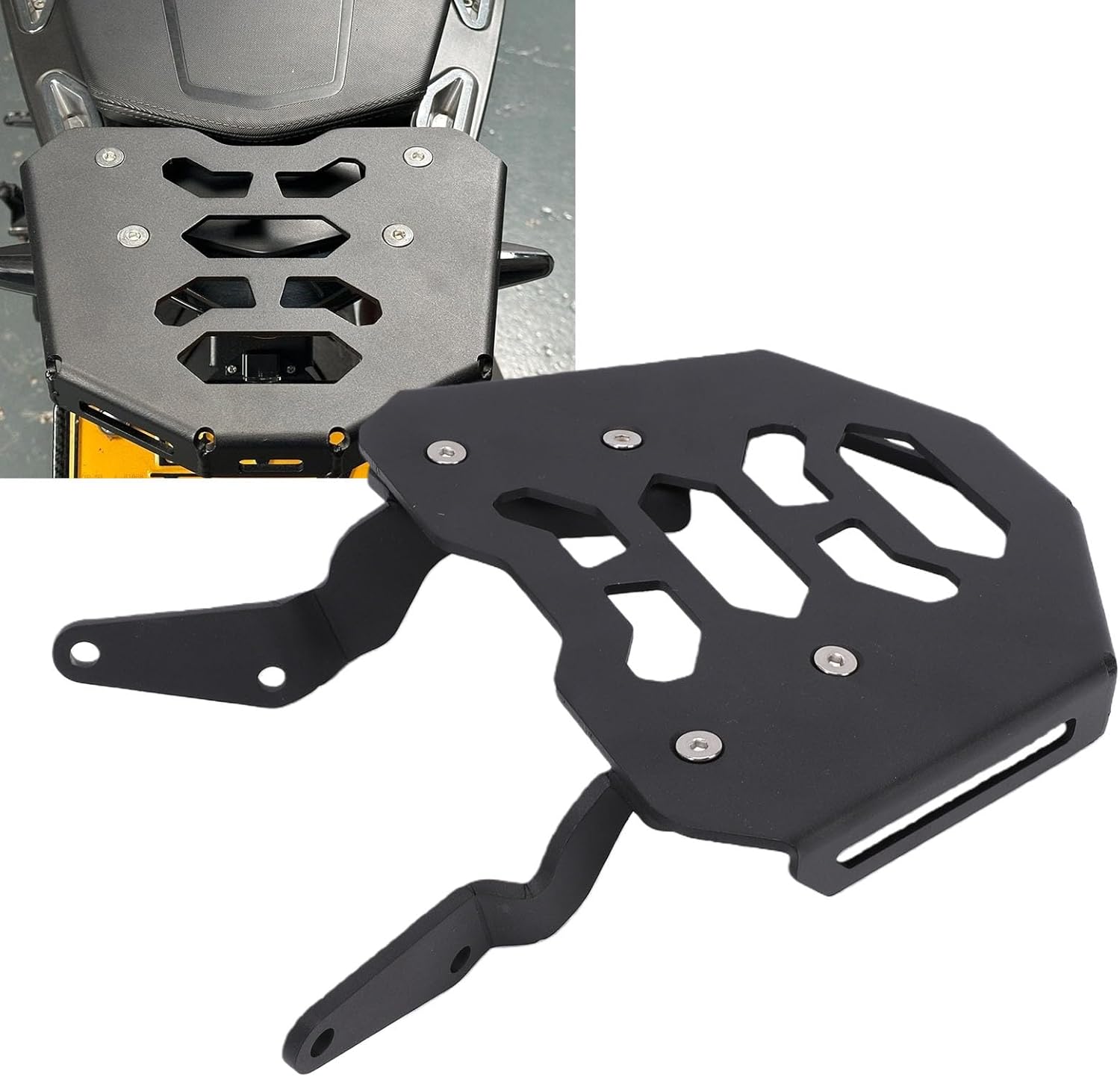 Luggage Mount Rack, Rear Storage Rack Luggage Carrier with Hollow Design Aluminum Alloy Carbon Steel Matte, for Super GT 2016-2024