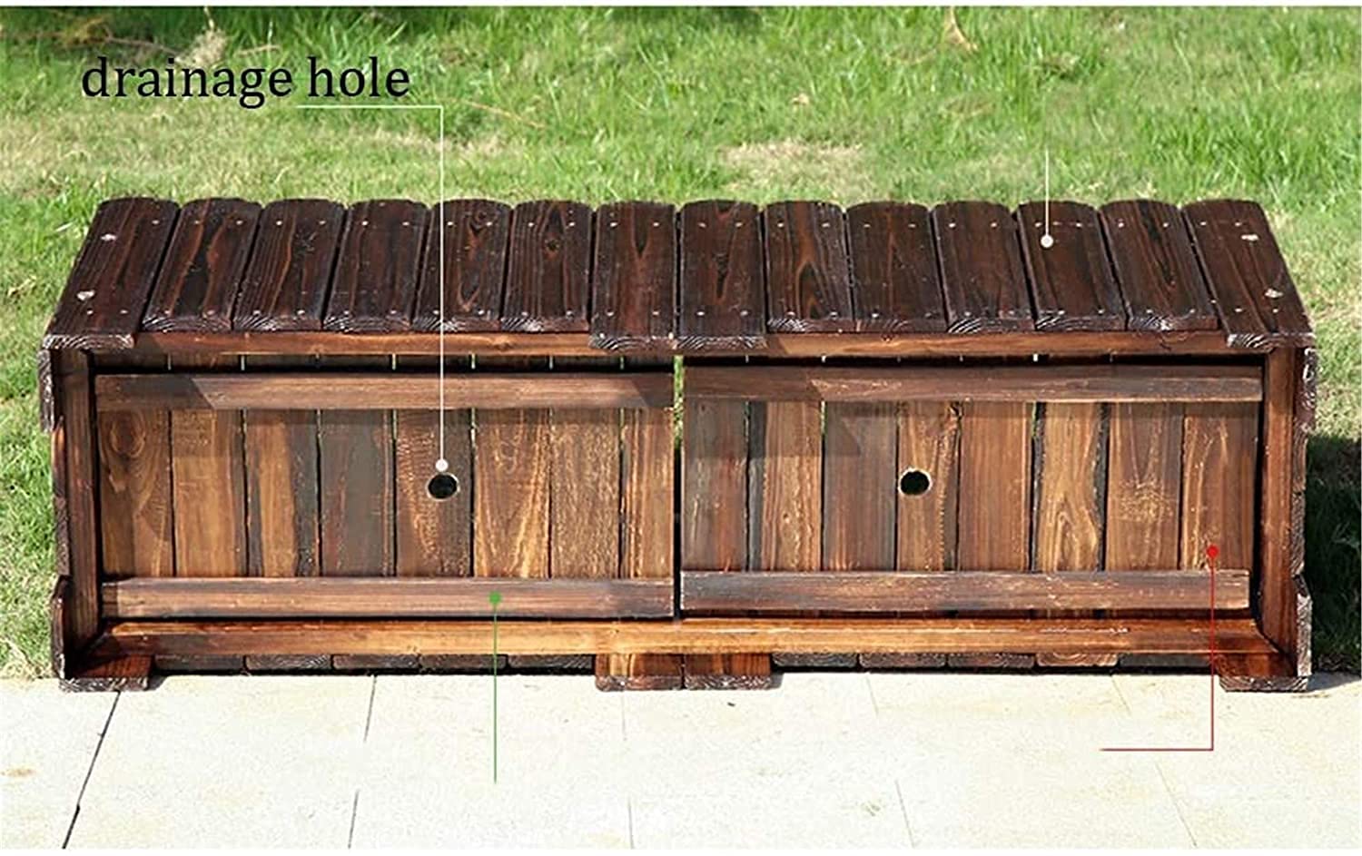 Fioriera da giardino rialzata con rack di stoccaggio, facile da montare, aiuola rialzata per verdure, vaso da fiori rettangolare per esterni, con foro di drenaggio, supporto per piante per piantare