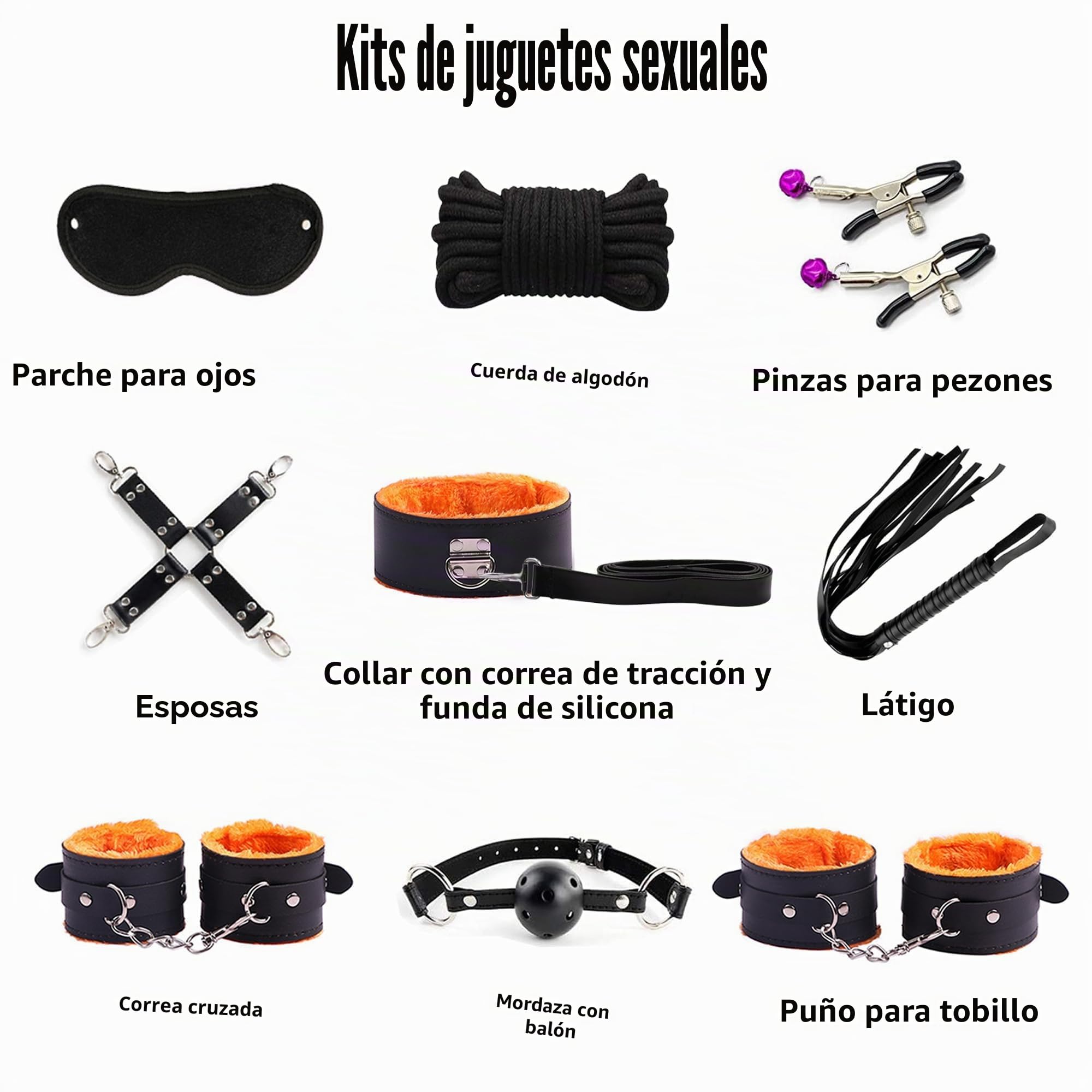 Juegos de 34 piezas, kit de juguetes sexuales para adultos, juguetes BDSM para ataduras,kit BDSM erótico para bondage, juego para adultos, herramientas de placer sexual seguras para parejas.