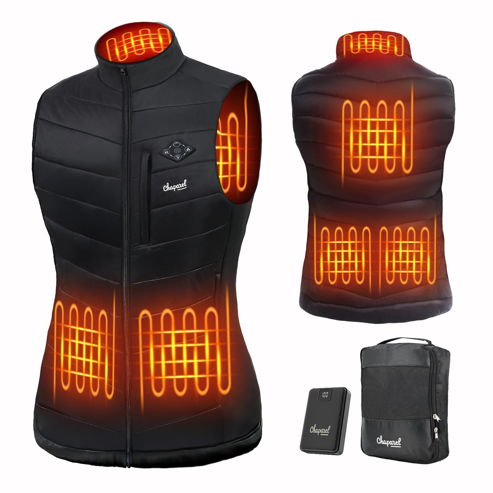 CHAPAREL Women’s Heated Vest with Battery Pack Included, 7.4V Smart Washable Rechargeable Electric Lightweight Heating Vest