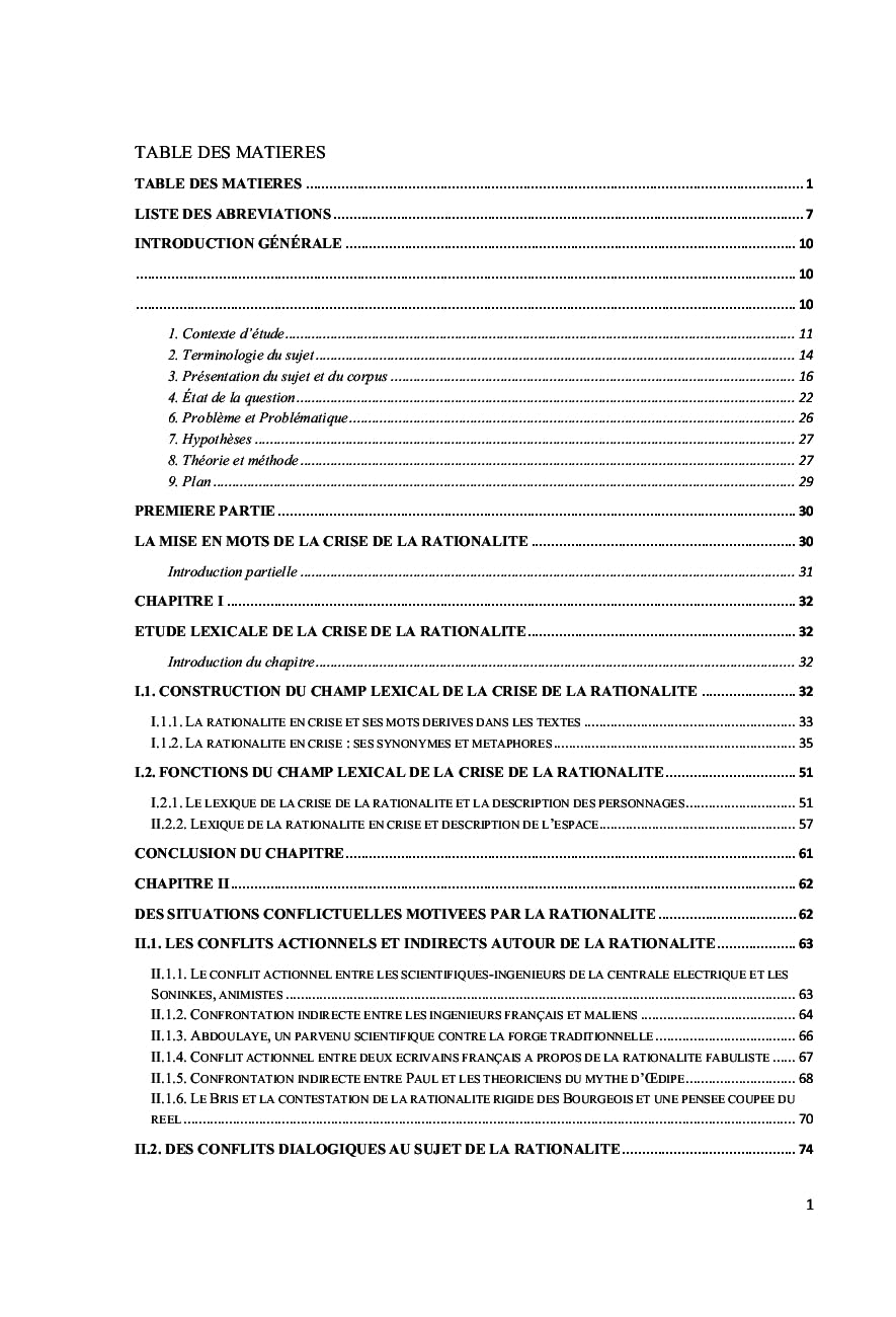 Le Thème de la Crise de la Rationalité: dans quelques textes romanesques français postmodernes