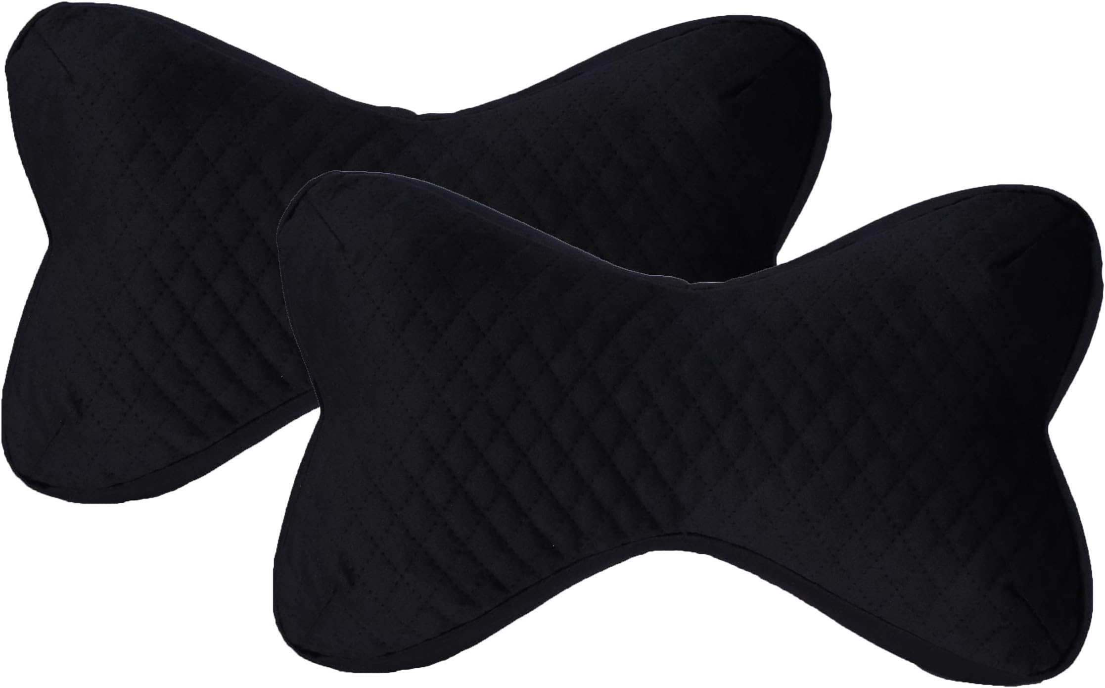 Memory Foam Bone Shaped CAR Neck Pillow in Black Set of 2 Pieces