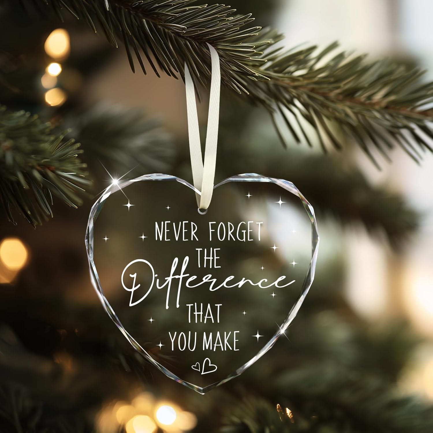 Thank You Gifts for Women, Never Forget The Difference That You Make Glass Ornament Gifts for Teacher Appreciation Coworker Leaving Farewell Nurse Social Workers - Retirement Gift- Wine Bottle Decor - Image 7