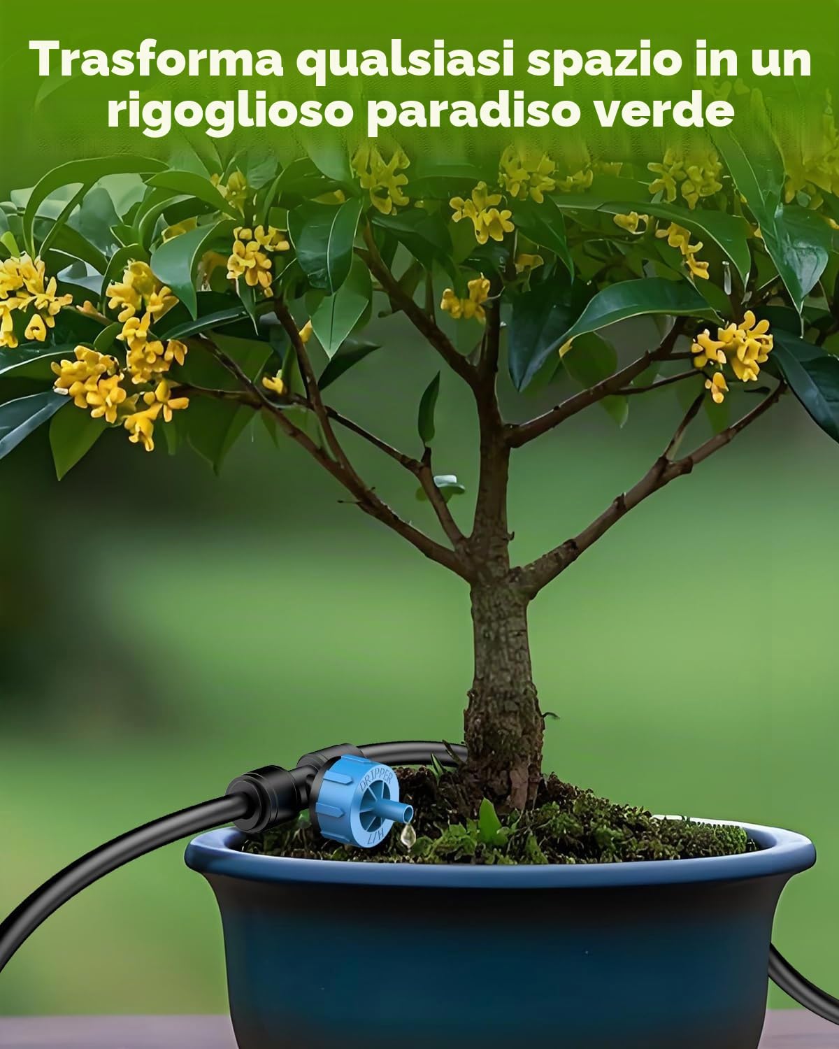 Pawfly 61M Tubazione per Irrigazione a Goccia, 4-6 mm Tubo di Distribuzione per Impianti, Linea in PE nero Micro, Rotolo per Giardino, Componente per Irrigazione