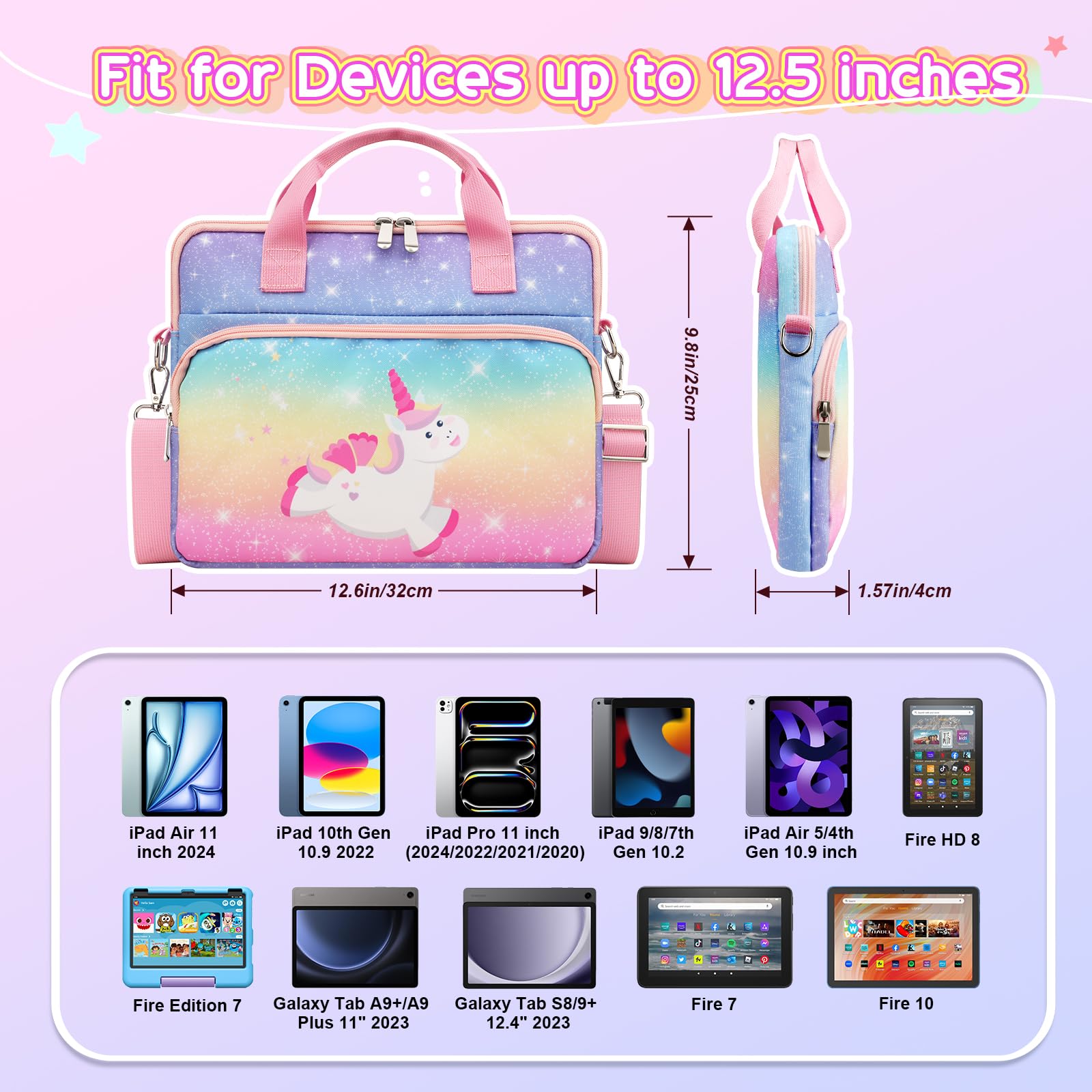 TiMOVO Funda para Tableta 12,5 Pulgadas, Bolsa Protectora para Tablet para Infantil, Funda para Tableta con Bandolera, Bolsa para Tableta Portátil para Fire Tablet, Kindle, iPad