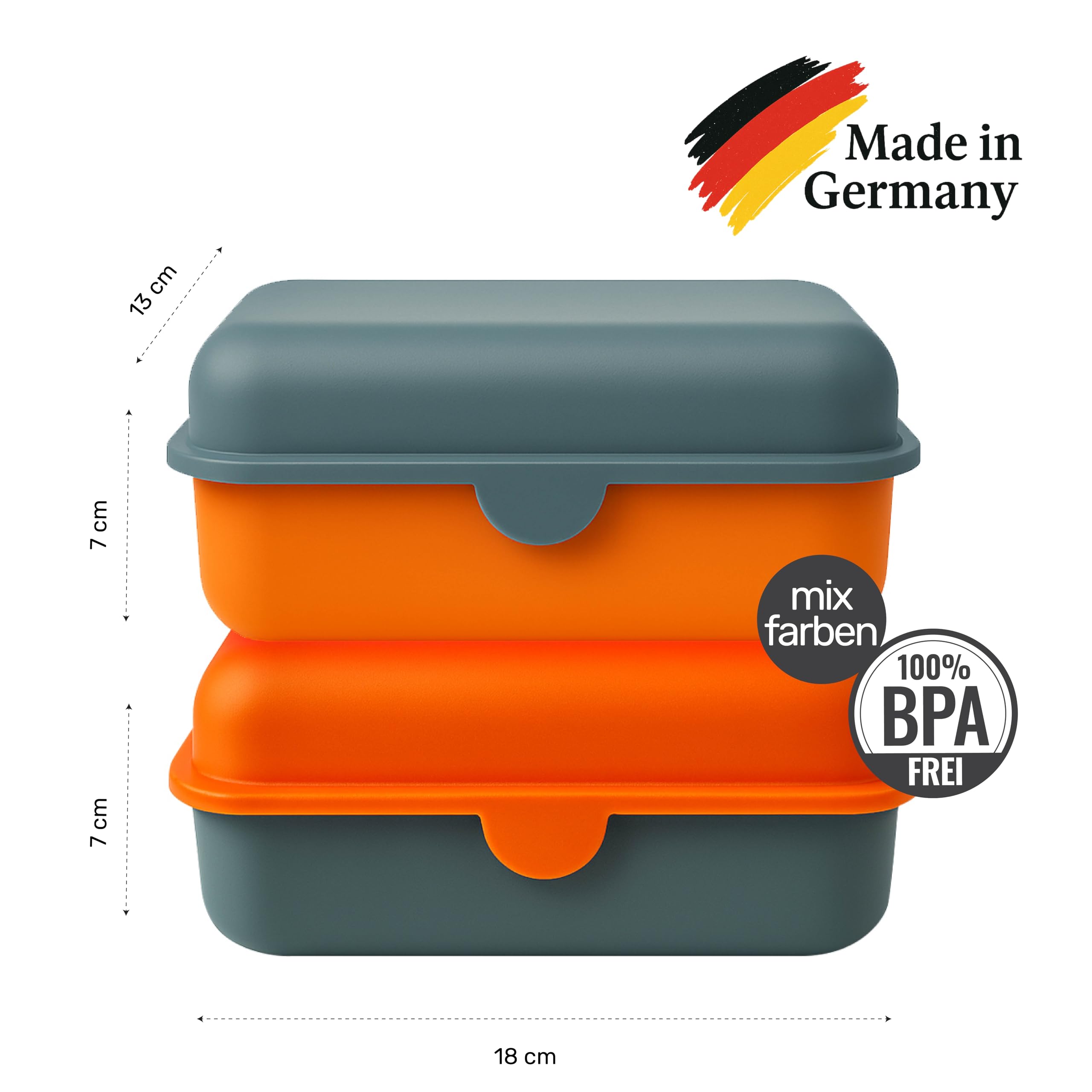 2 Brotdosen Set – BPA-frei, Spülmaschinenfest, Made In Germany, 1200 Ml