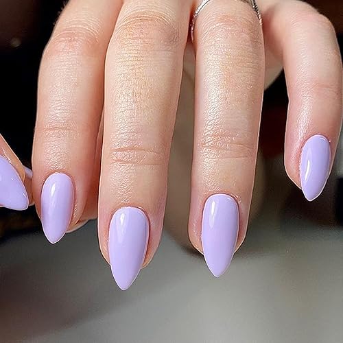 Miniatura 2 de KXAMELIE - Uñas postizas a presión color morado brillante, con pegamento, longitud media, uñas postizas para mujeres y niñas, uso diario en 24