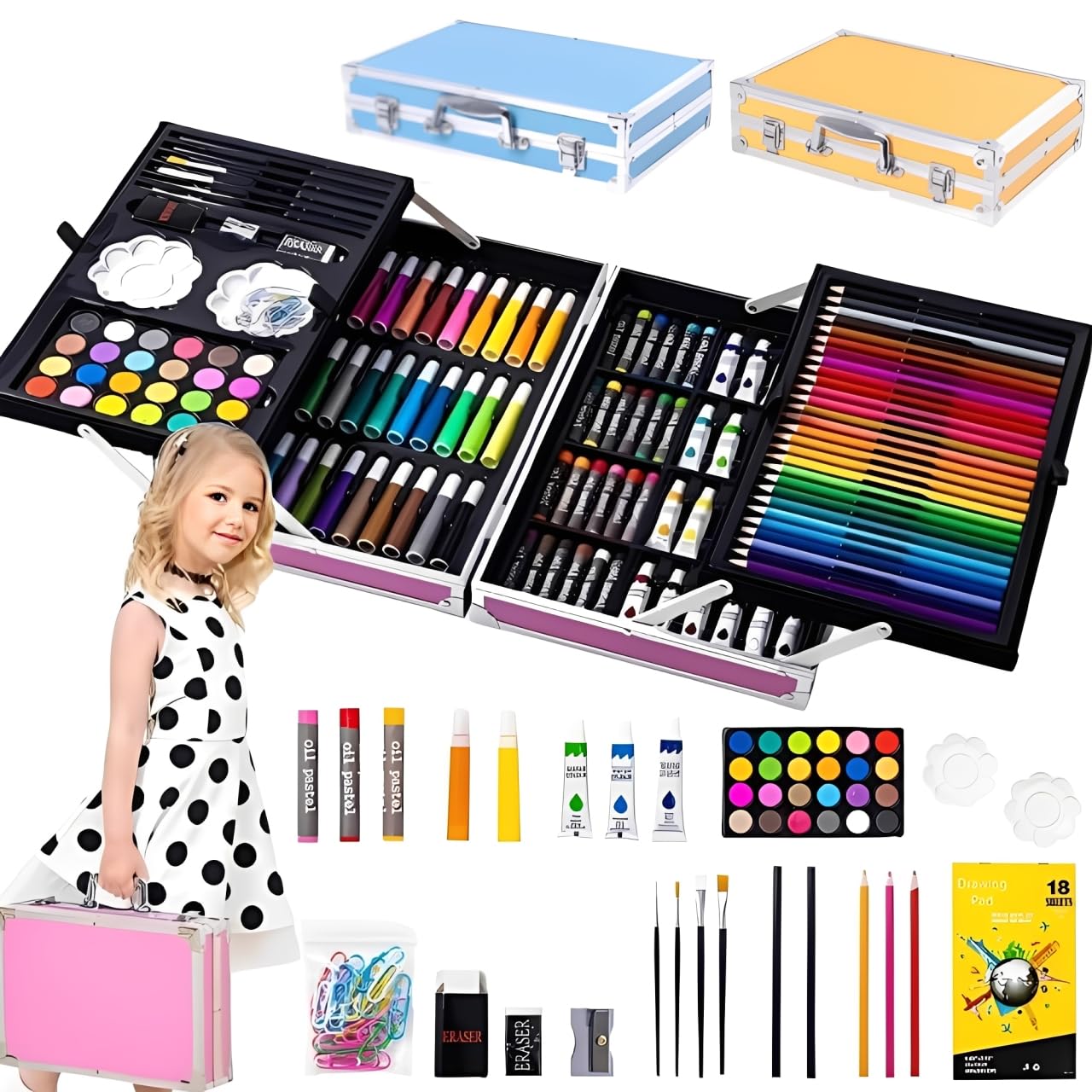 Amazon.co.jp: life_mart お絵かきセット 女の子 200点 【 ケース入り