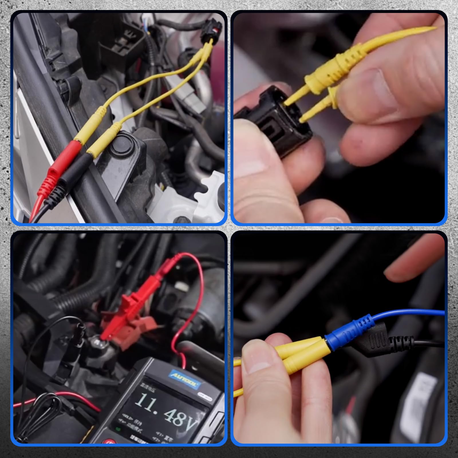 76-teiliges Kfz-Stromkreis-Prüfleitungs-Set, Multimeter-Messleitungen, elektrisches Testset, Rücksonden-Set, Automobil-Relais-Kabelverbinder-Set (mit schwarzer Tragetasche), Krokodilklemmen
