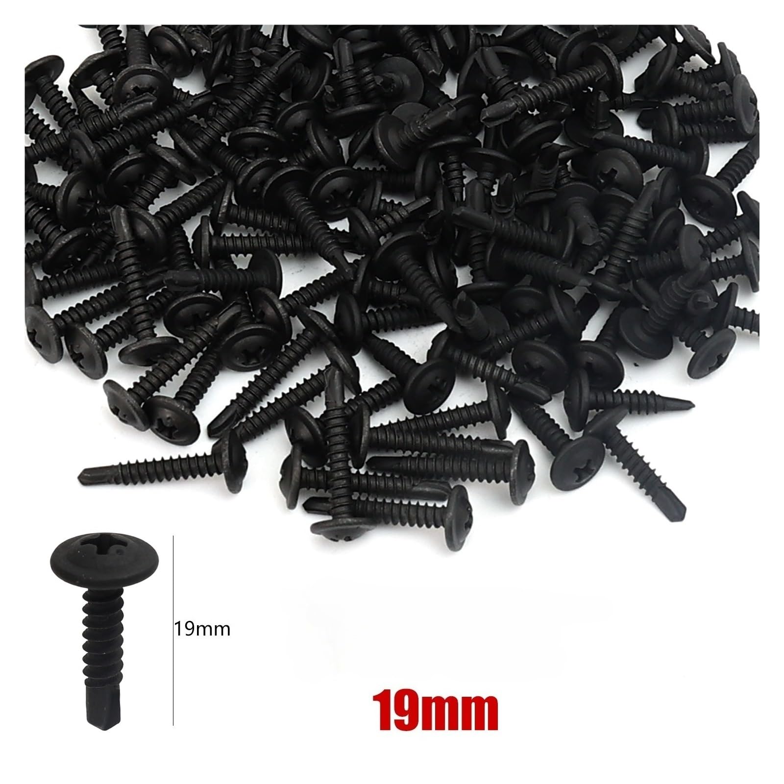 Viti per pannelli in cartongesso, Viti autoperforanti a testa cilindrica Phillips in acciaio inossidabile nero 13-25 mm(19mm,200pcs)