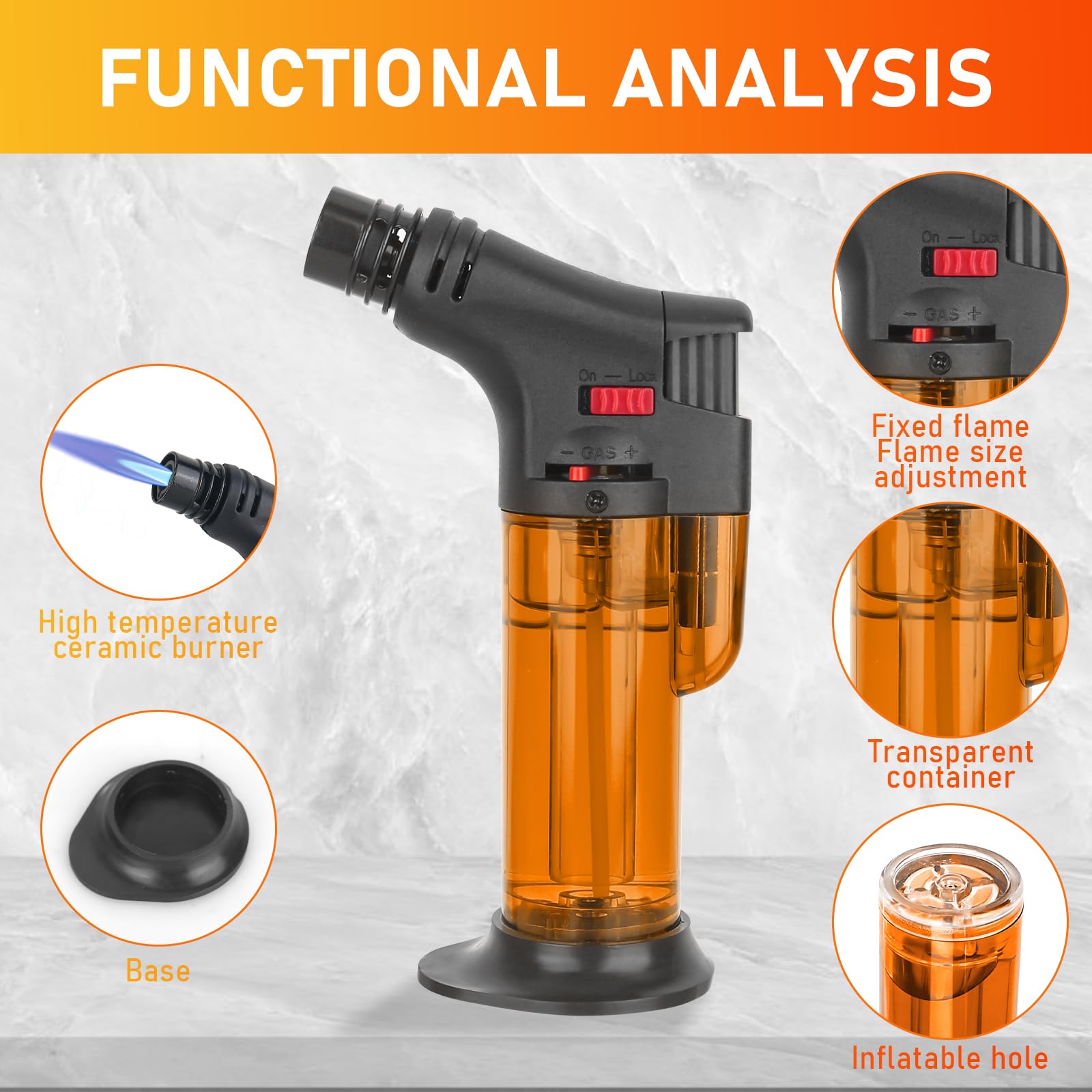 4 accendini Jetflame, bruciatore flamber, accendino a gas regolabile, bruciatore Bunsen ricaricabile con serratura di sicurezza per Home Crème Brulée, campeggio, saldatura (butano non