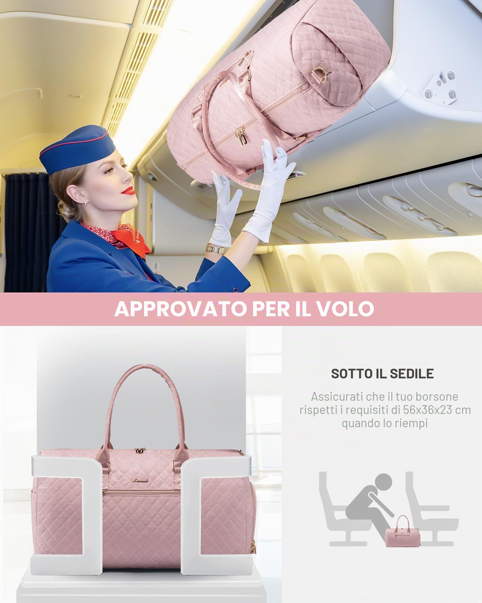 LOVEVOOK Borsone da Viaggio Donna Borsone Palestra con Scomparto per le Scarpe, Grande Borsa Parto Ospedale Mamma Nascita, Impermeabile Borsa Piscina Sportiva, Travel Weekender Gym Bag Rosa