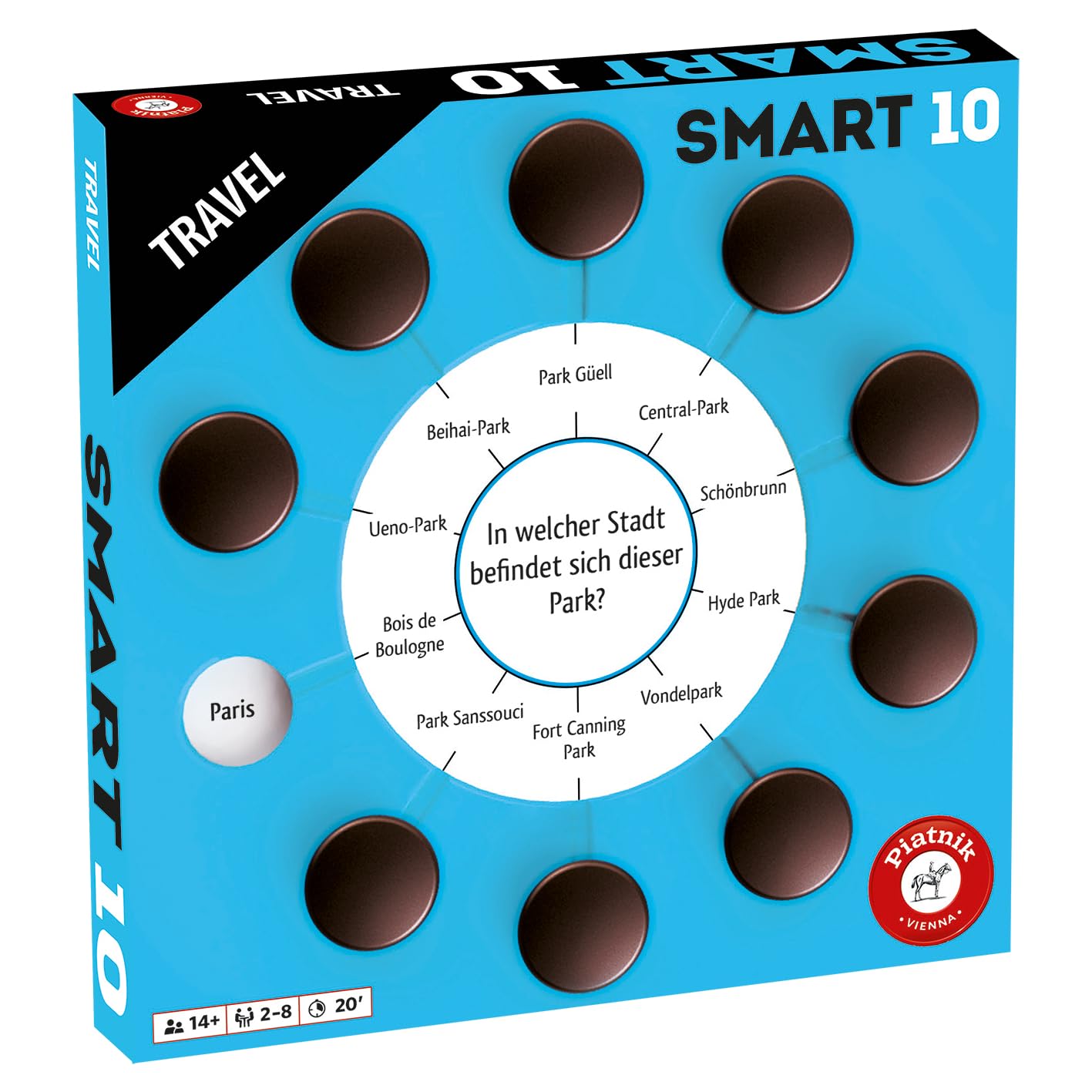 Piatnik 7193 7193-Smart 100 New Questions 1000 Answer Options Playable with the Original Game Family Edition, Smart 10 Expansion 2-Travel โ image 1