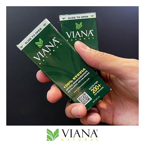 VIANA STEVIA - Extracto de estevia granular 100% puro garantizado Rebaudiósido-A (Reb-A) 97%, sin rellenos, paquete de tamaño de bolsillo, ayuda