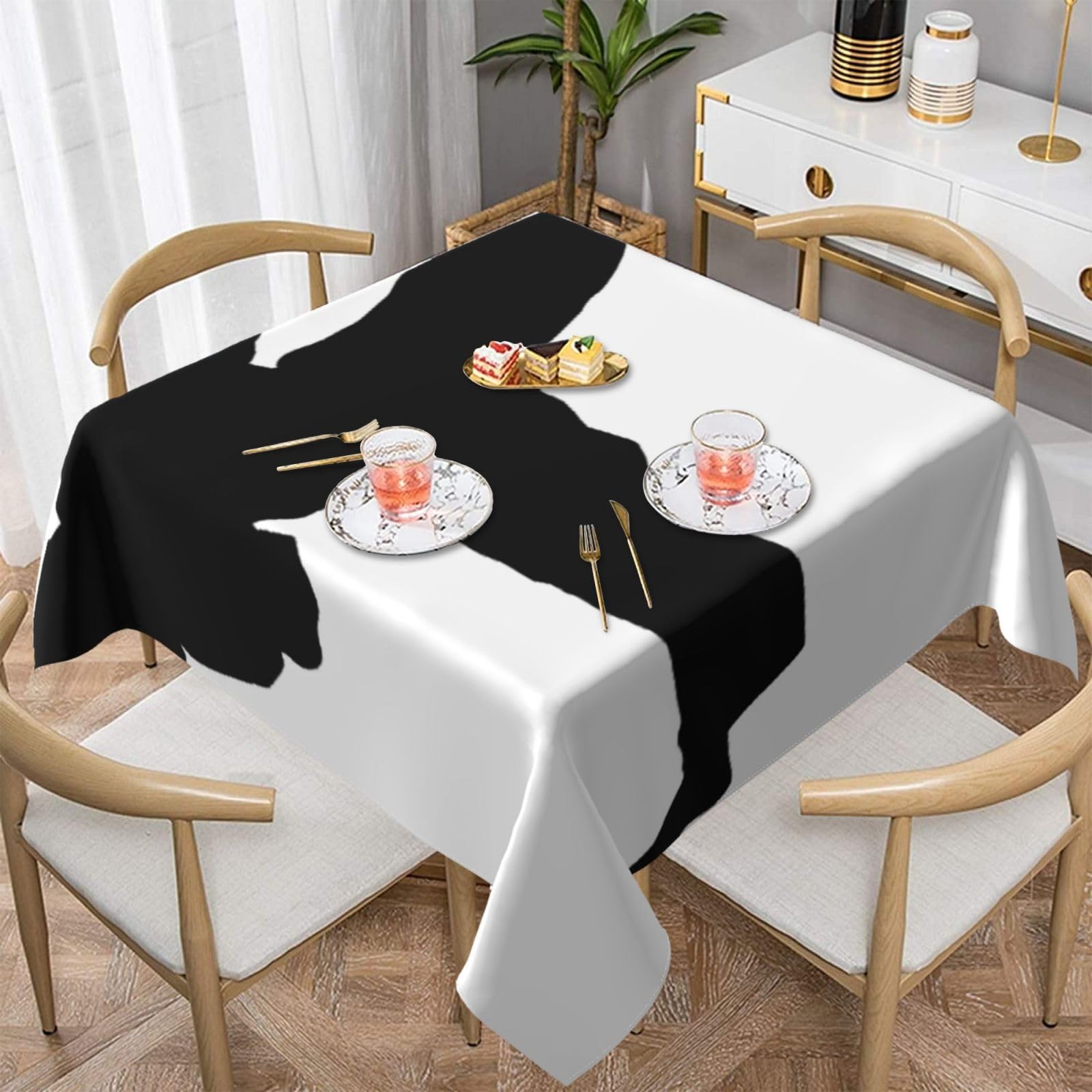 DCEHGEW Karate Prints Square Tablecloth 137x137 CM, Waterproof Fabric Table Cloth for Dining Table, Farmhouse Table Cover for Kitchen Dining Tabletop Decoration