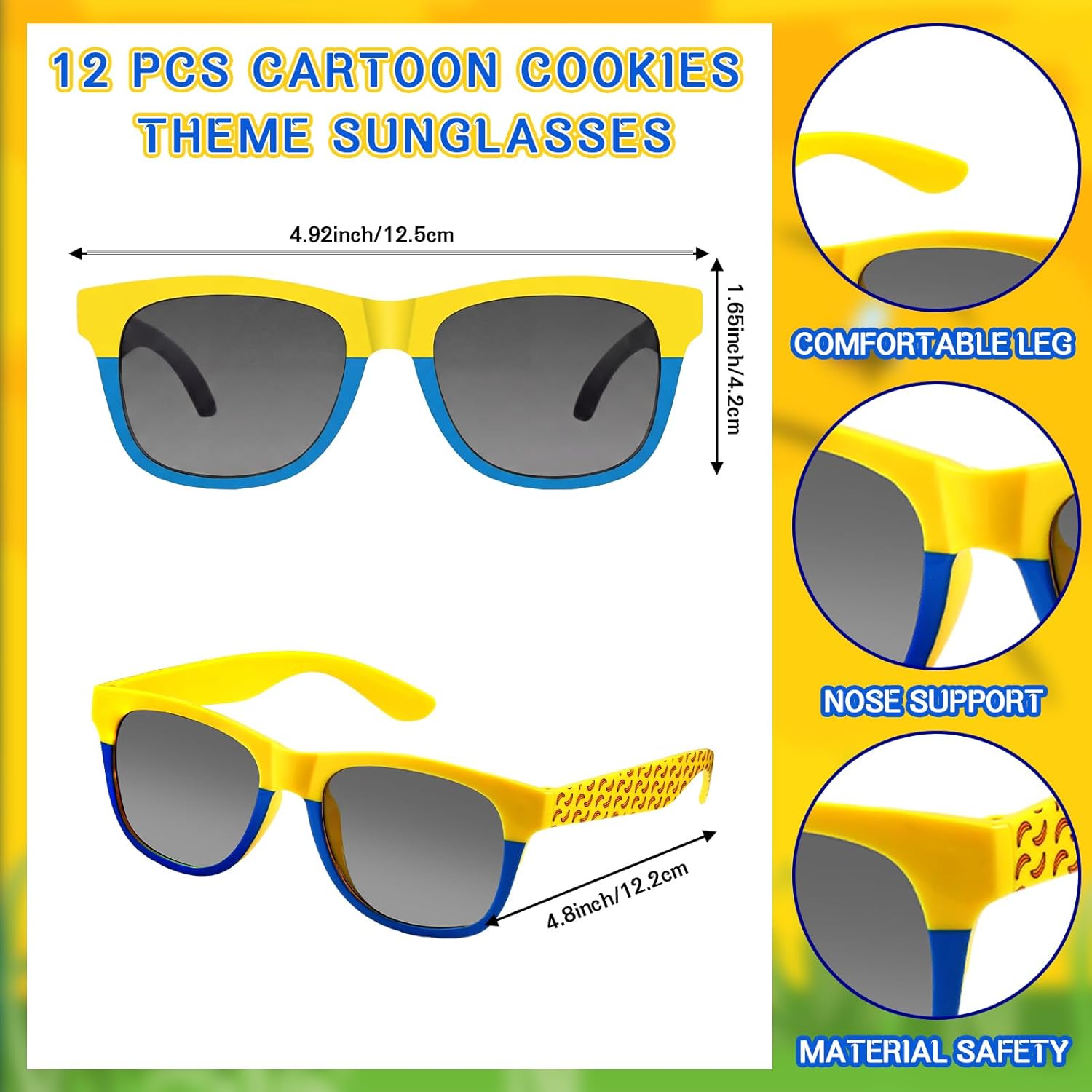 12 Set Cartoon Yellow Blue Party Favors Yellow Blue Theme Gifts Cartoon Sunglasses and Wristbands Banana Theme Goodie Bag Fillers for Animation Birthday Party Decorations