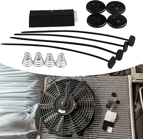 Flygun Juego de 4 piezas de instalación de ventilador de automóvil, lazo de ventilador de radiador de enfriador de transmisión, pies de montaje,