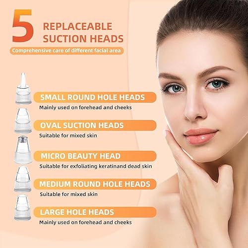 Miniatura 4 de Removedor de puntos negros al vacío de poros 2025, limpiador facial de poros, 5 potencias de succión, 5 sondas, kit de aspiradora de puntos negros
