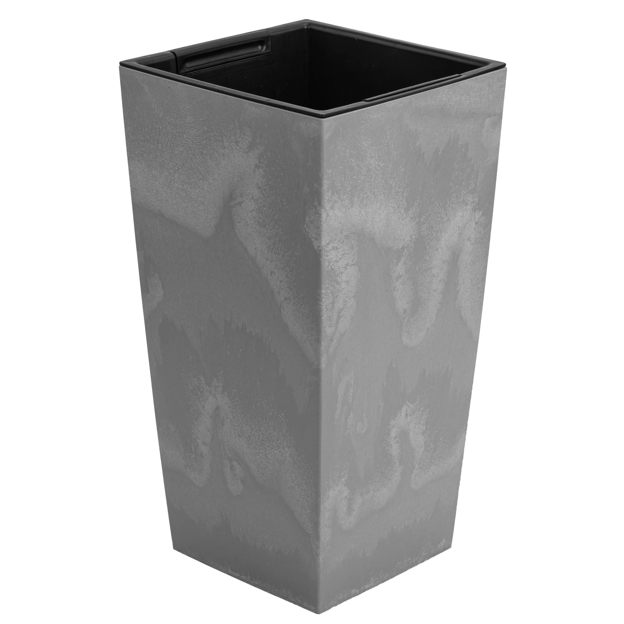 botle Fioriera 49 L con inserto 25 L effetto cemento H 610 mm vaso in plastica vaso quadrato cemento struttura, grigio, per interni ed esterni giardino patio soggiorno terrazza W