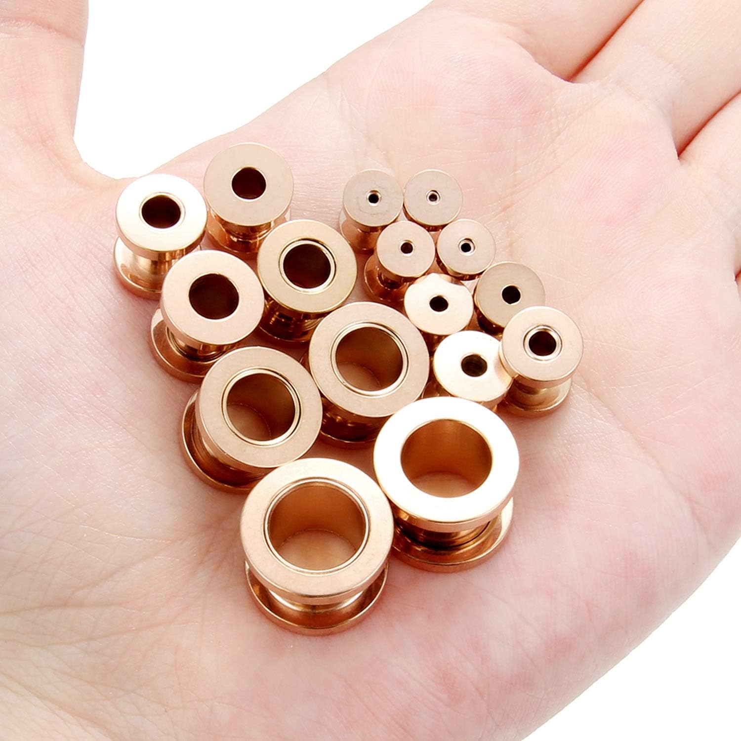 Lcolyoli Screw Fit Ear Gauges Kit Surgical Steel Tunnel Expander Earrings Earlobe Plugs Stretching Body Piercing Jewelry Set for Women Men 14G-00G 8 Pairs image 3